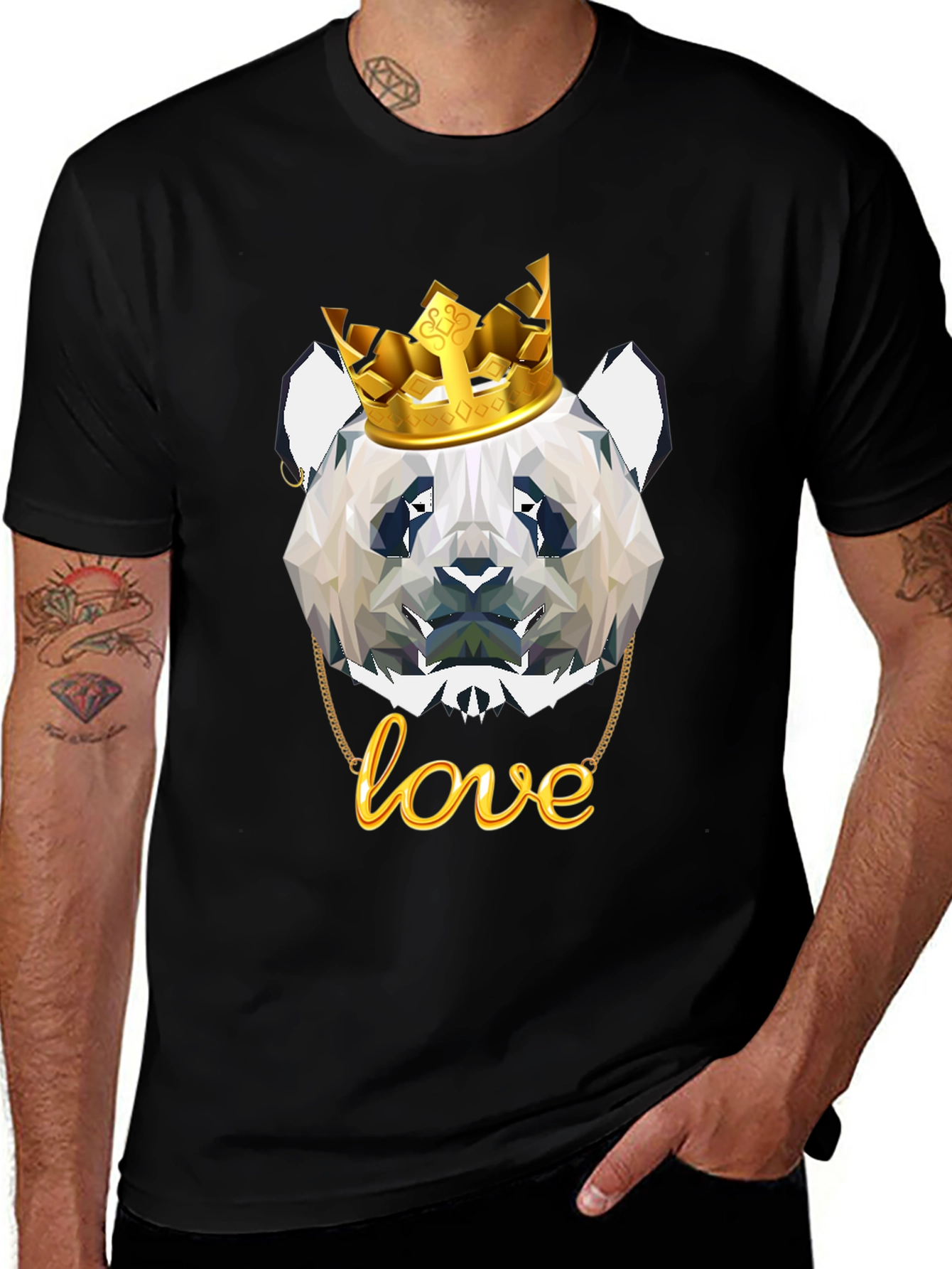 Variant 17 of Panda King Love Graphic Tee - Black Crew Neck T-Shirt