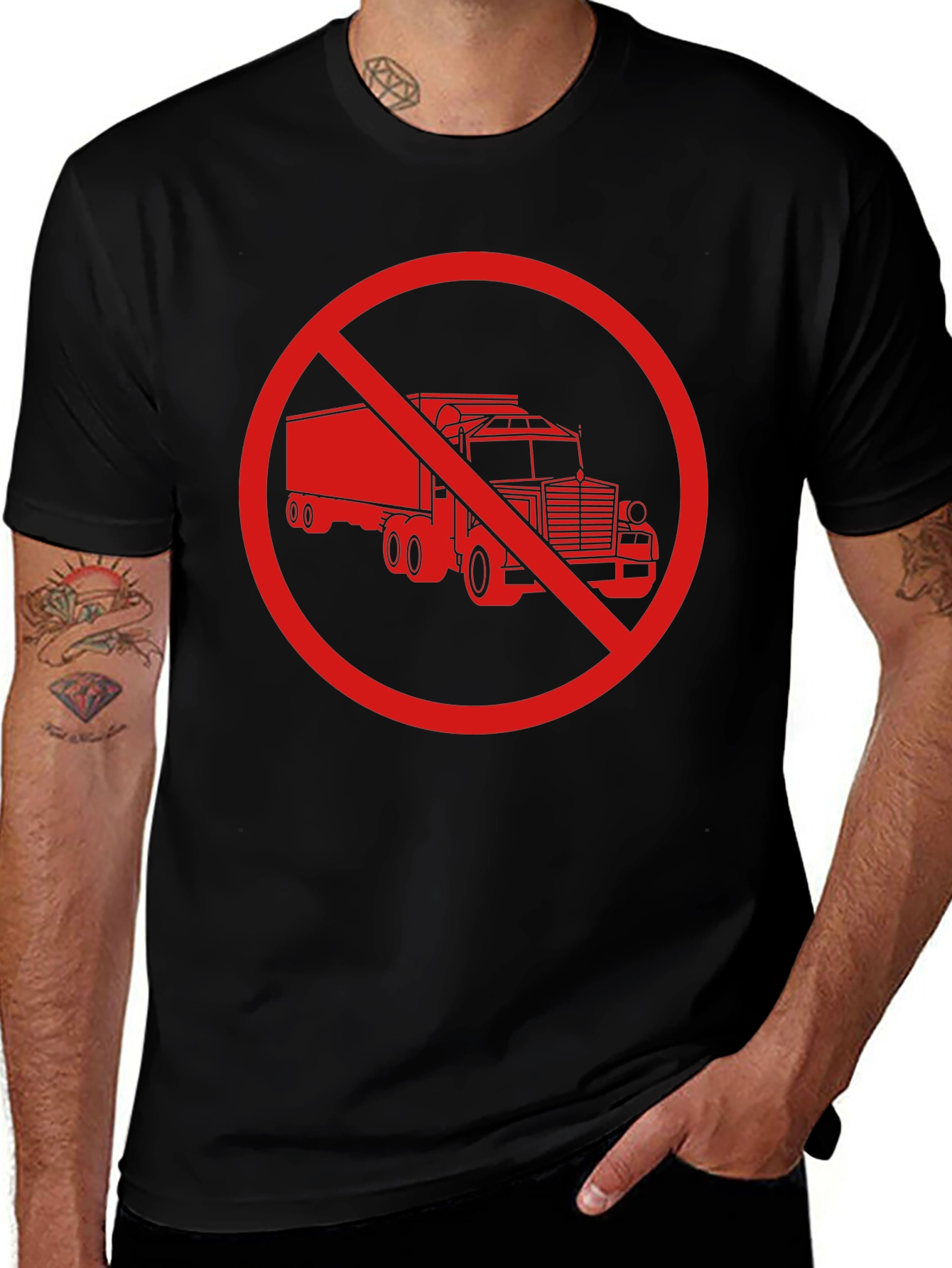 Variant 27 of No Trucks Allowed T-Shirt - Black Crew Neck
