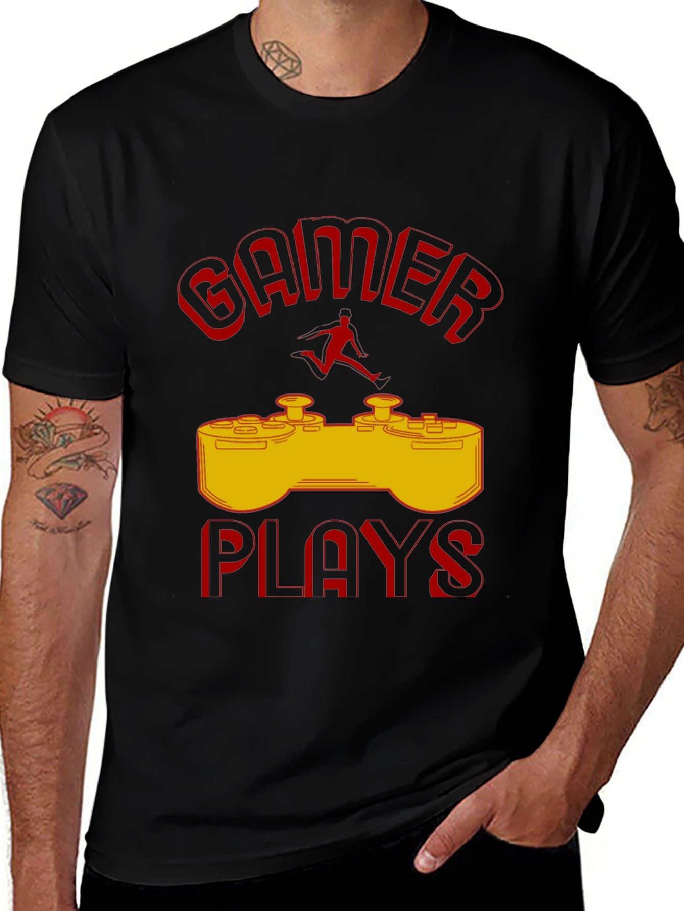 Variant 26 of Gamer Plays T-Shirt - Cool Gaming Design