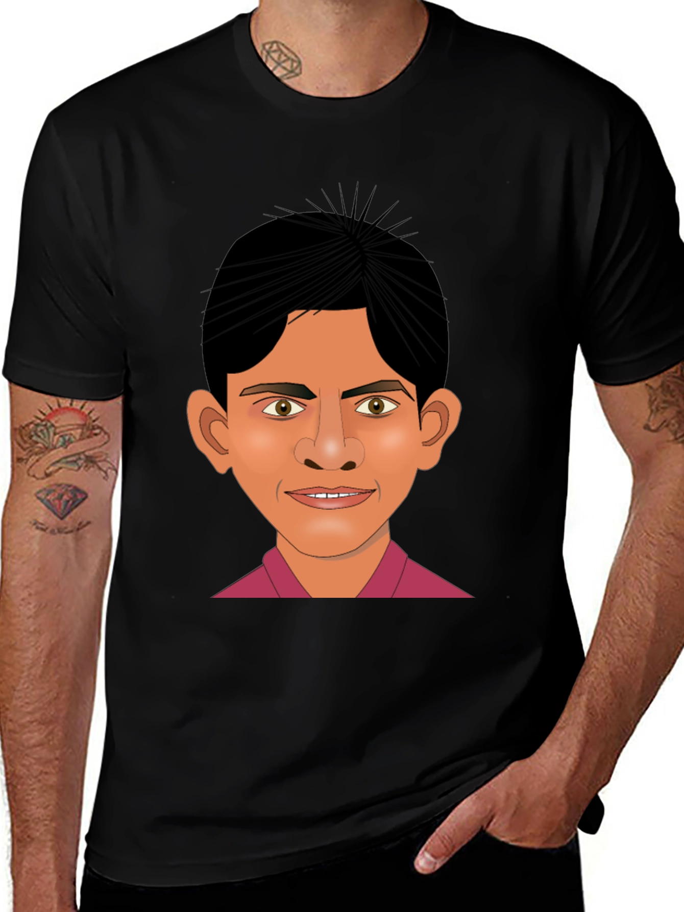 Variant 8 of Cartoon Face Graphic Black T-Shirt