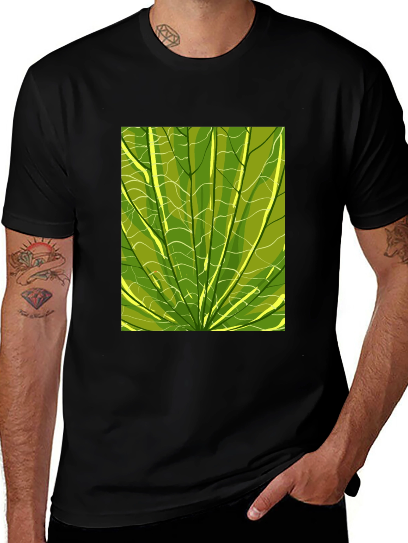 Variant 30 of Botanical Print Men's Black Tee