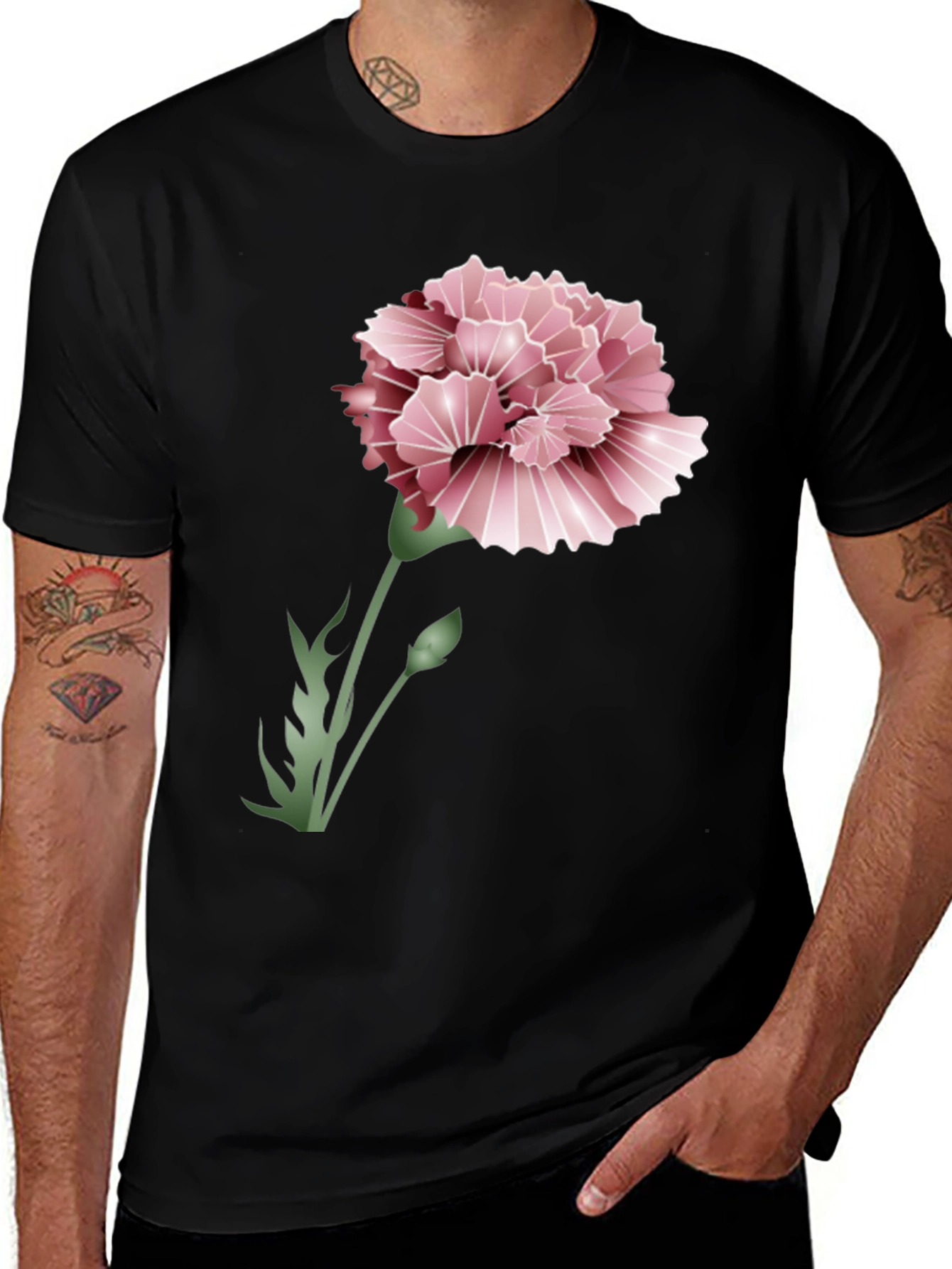 Variant 13 of Floral Graphic T-Shirt - Black Cotton Blend