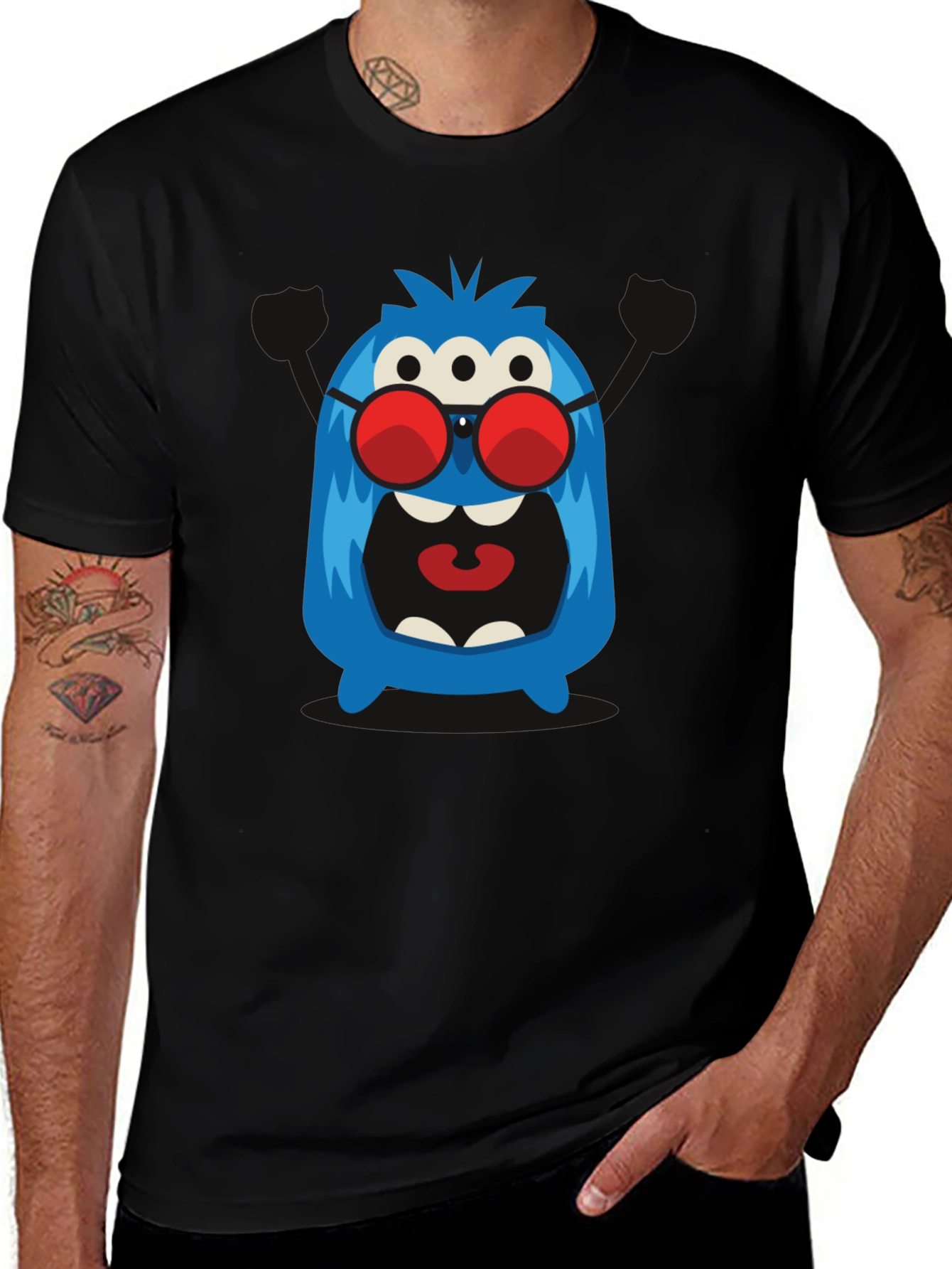 Monster Graphic Tee - Three Eyes & Shades!