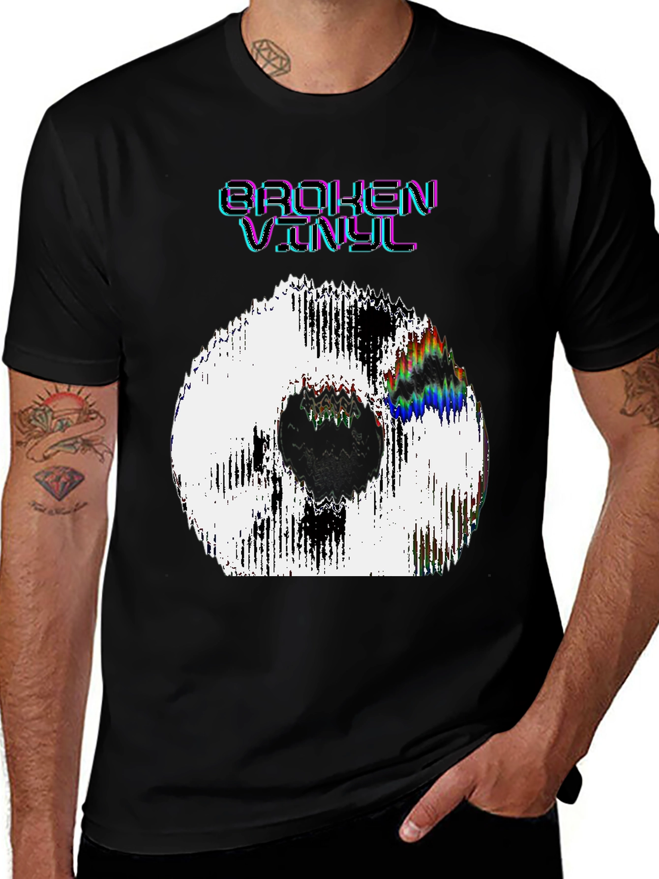 Variant 23 of Broken Vinyl Graphic T-Shirt - Black