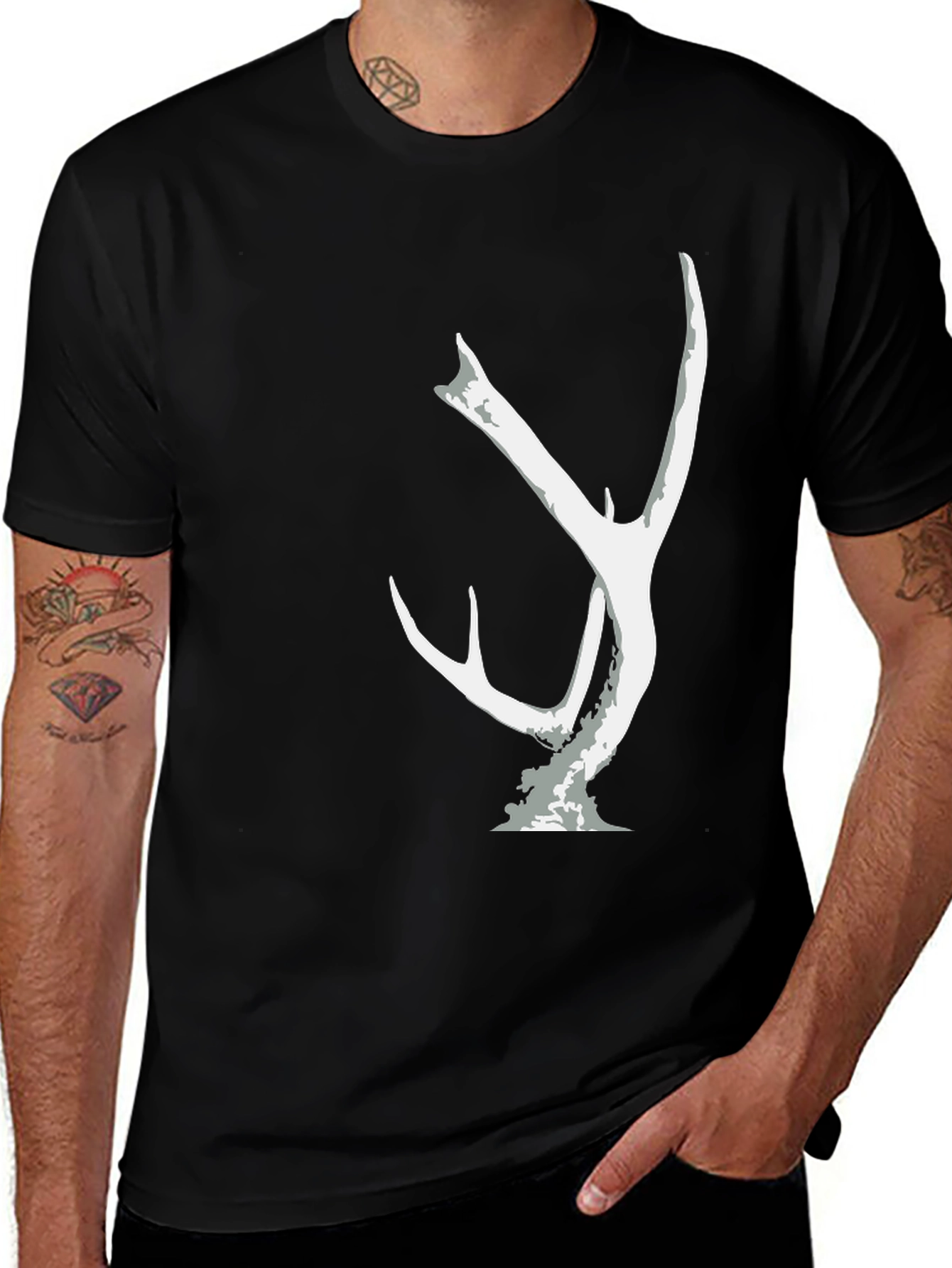 Variant 22 of Antler Graphic Tee - Black Casual Shirt