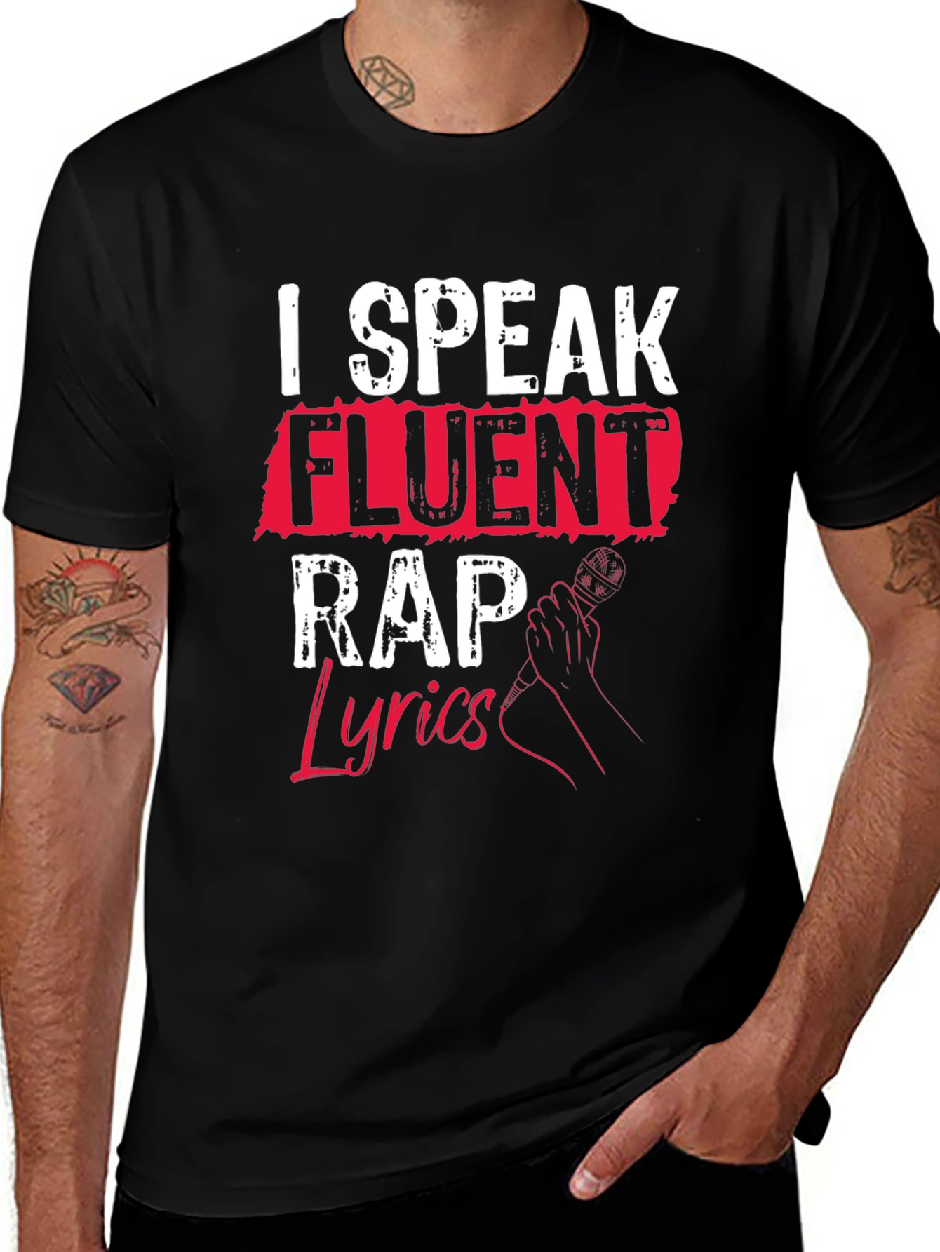 Variant 22 of I Speak Fluent Rap Lyrics Black T-Shirt