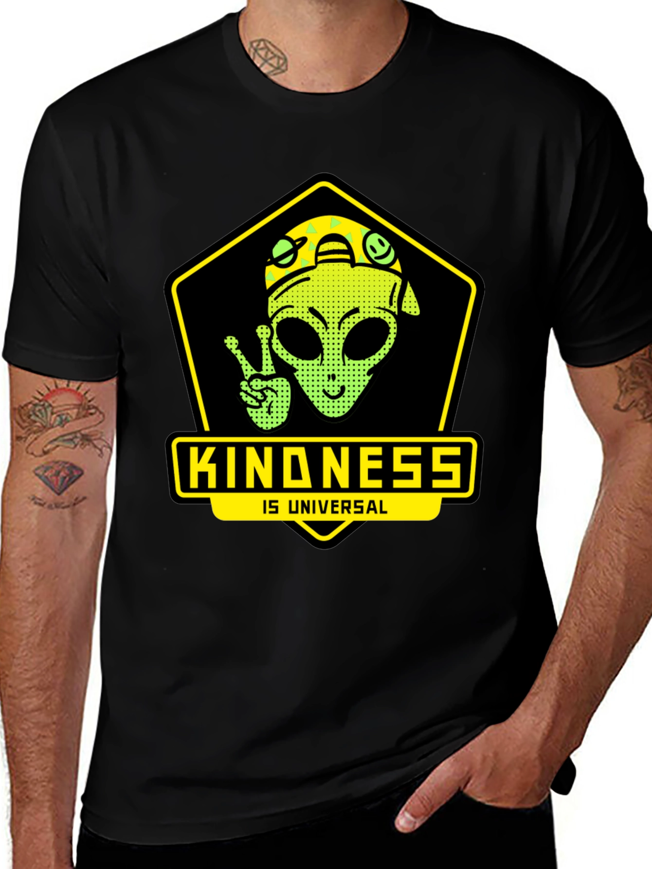 Kindness is Universal Alien Graphic T-Shirt