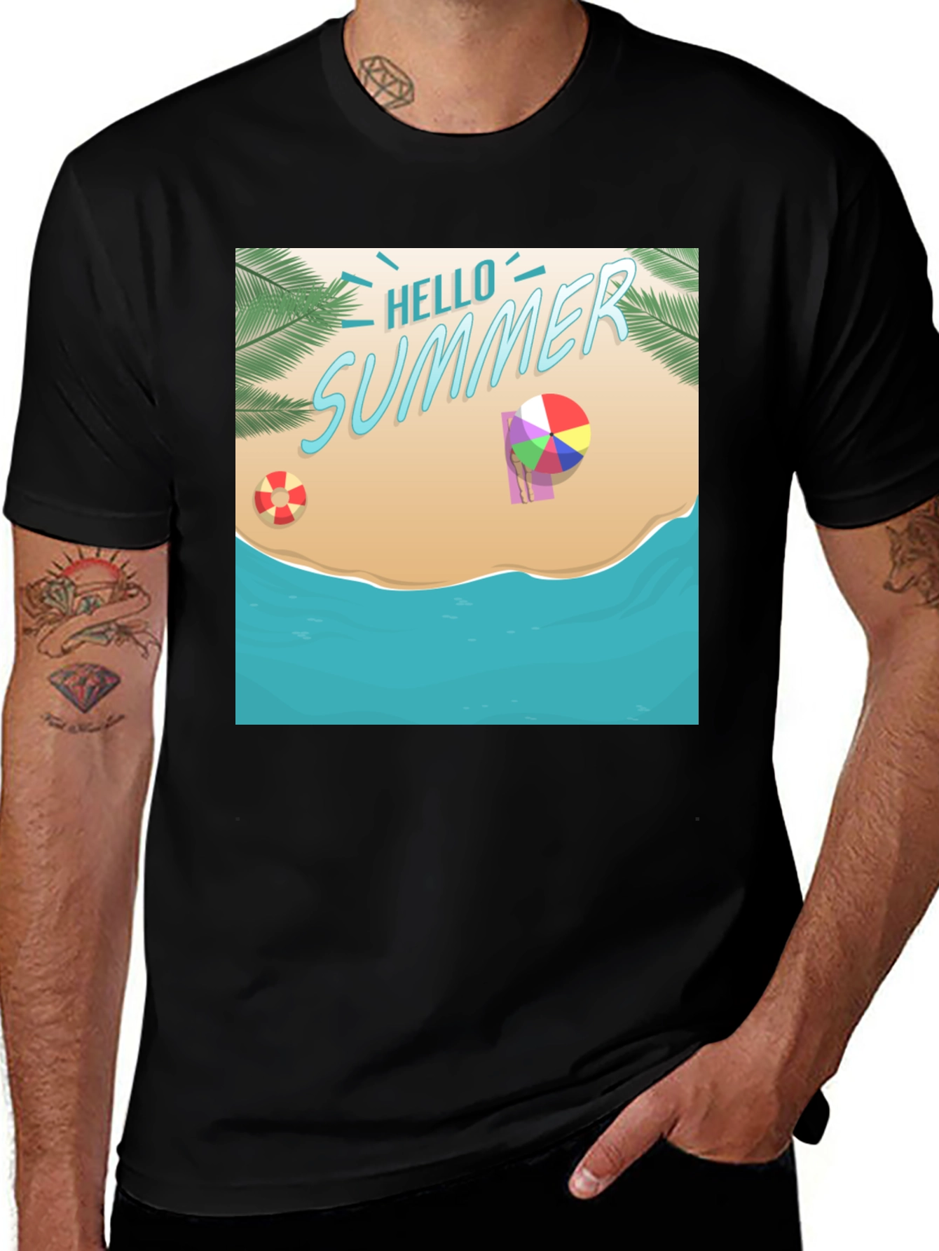 Variant 16 of Hello Summer Black T-Shirt