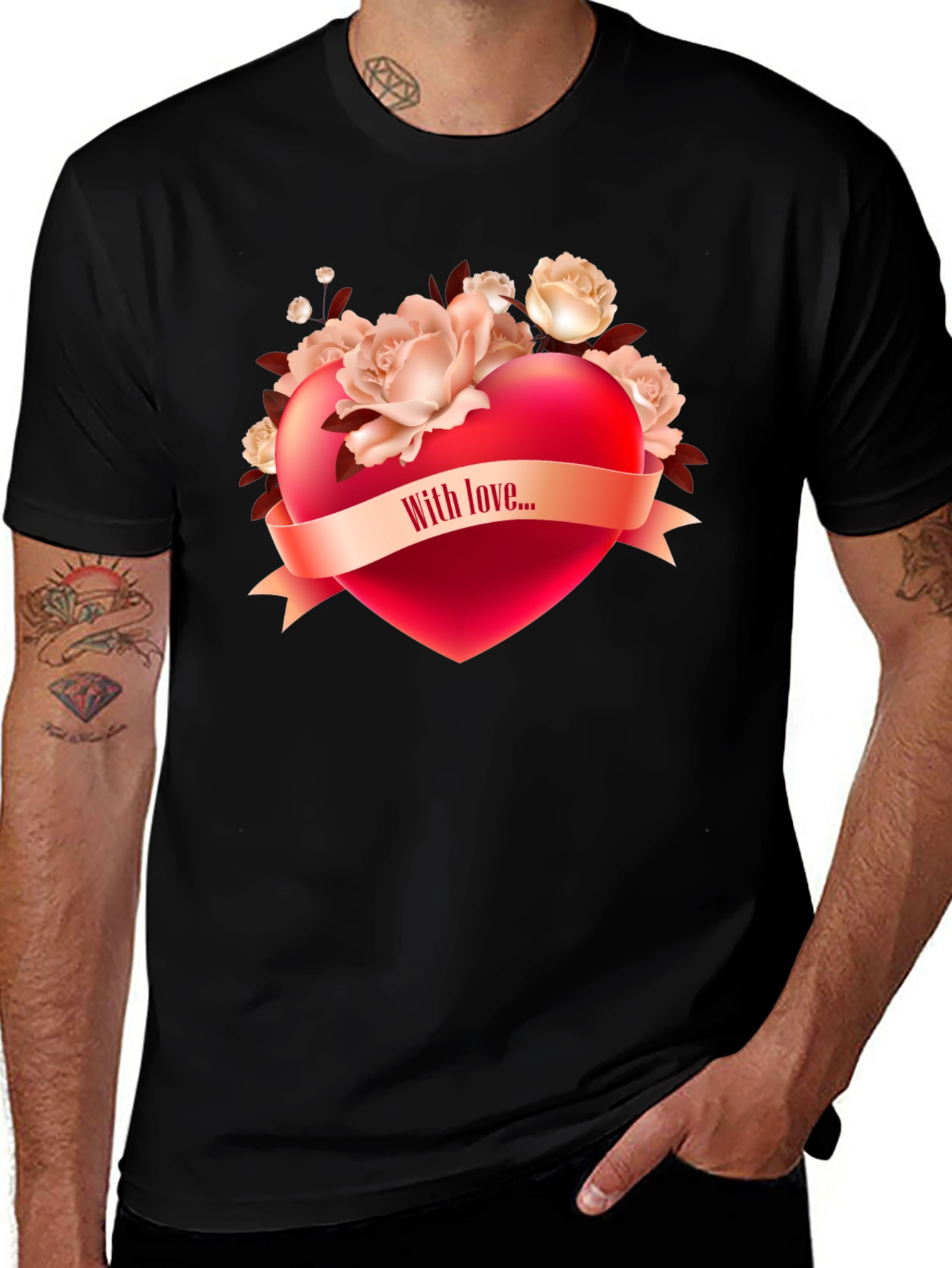 Variant 2 of Romantic Heart & Roses Graphic T-Shirt