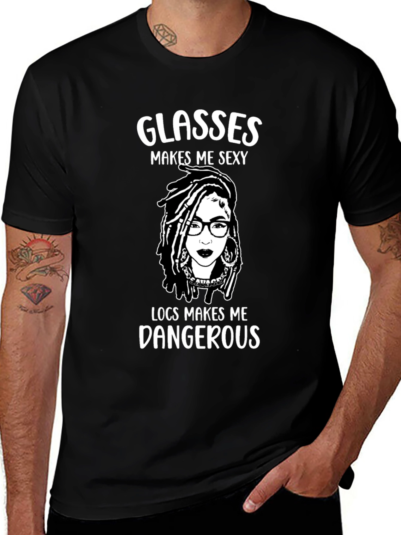 Variant 10 of Glasses and Locs Graphic Tee - Sexy and Dangerous
