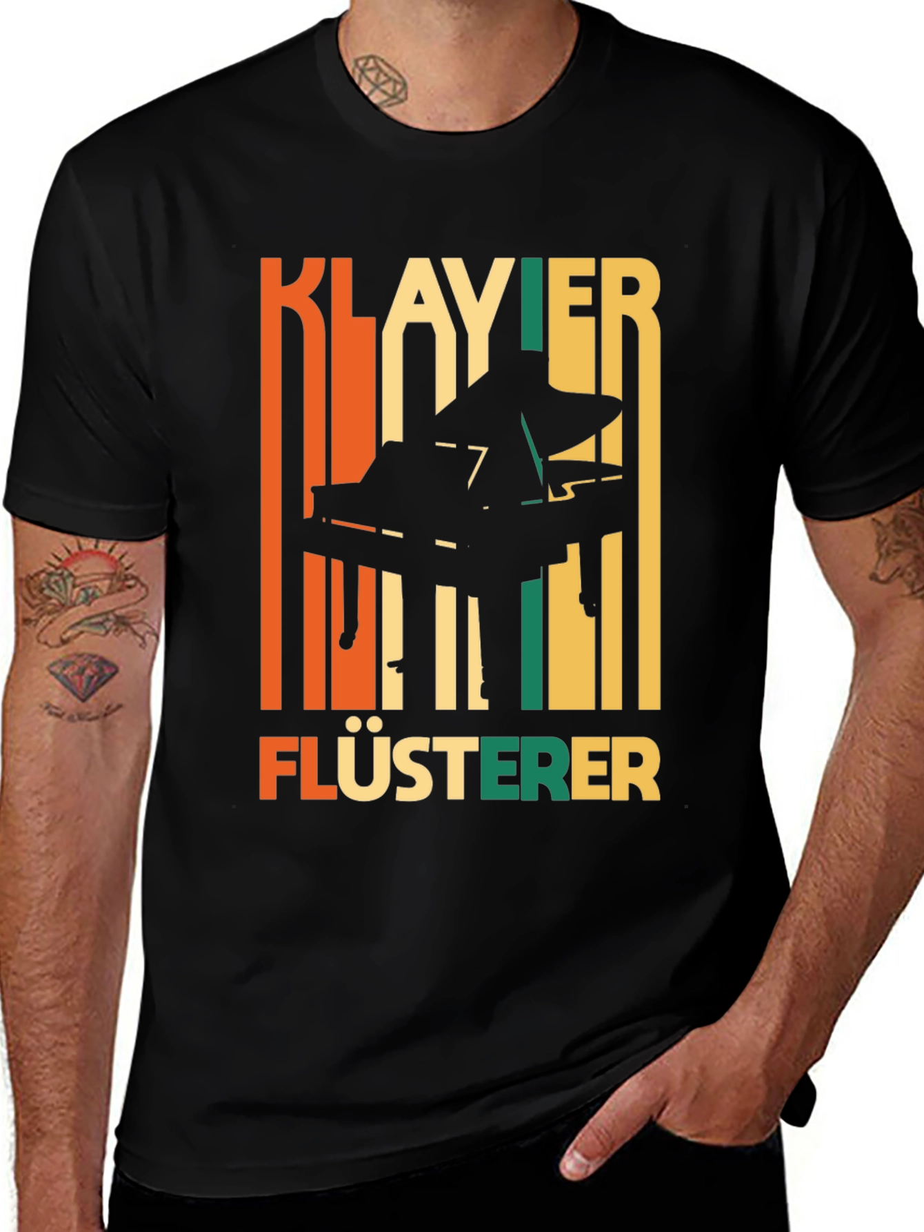 Variant 19 of Klavier Flusterer Piano T-Shirt - Retro Style Musician Tee