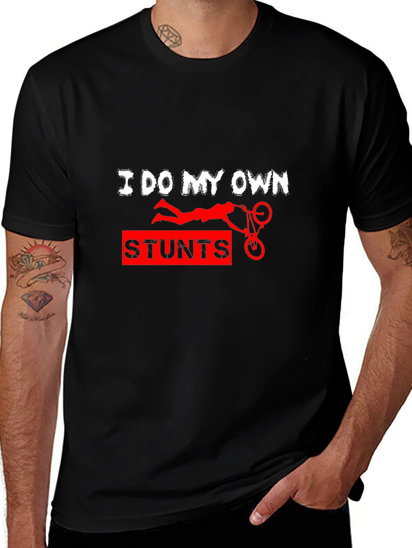Black I Do My Own Stunts Funny Graphic Tee main image