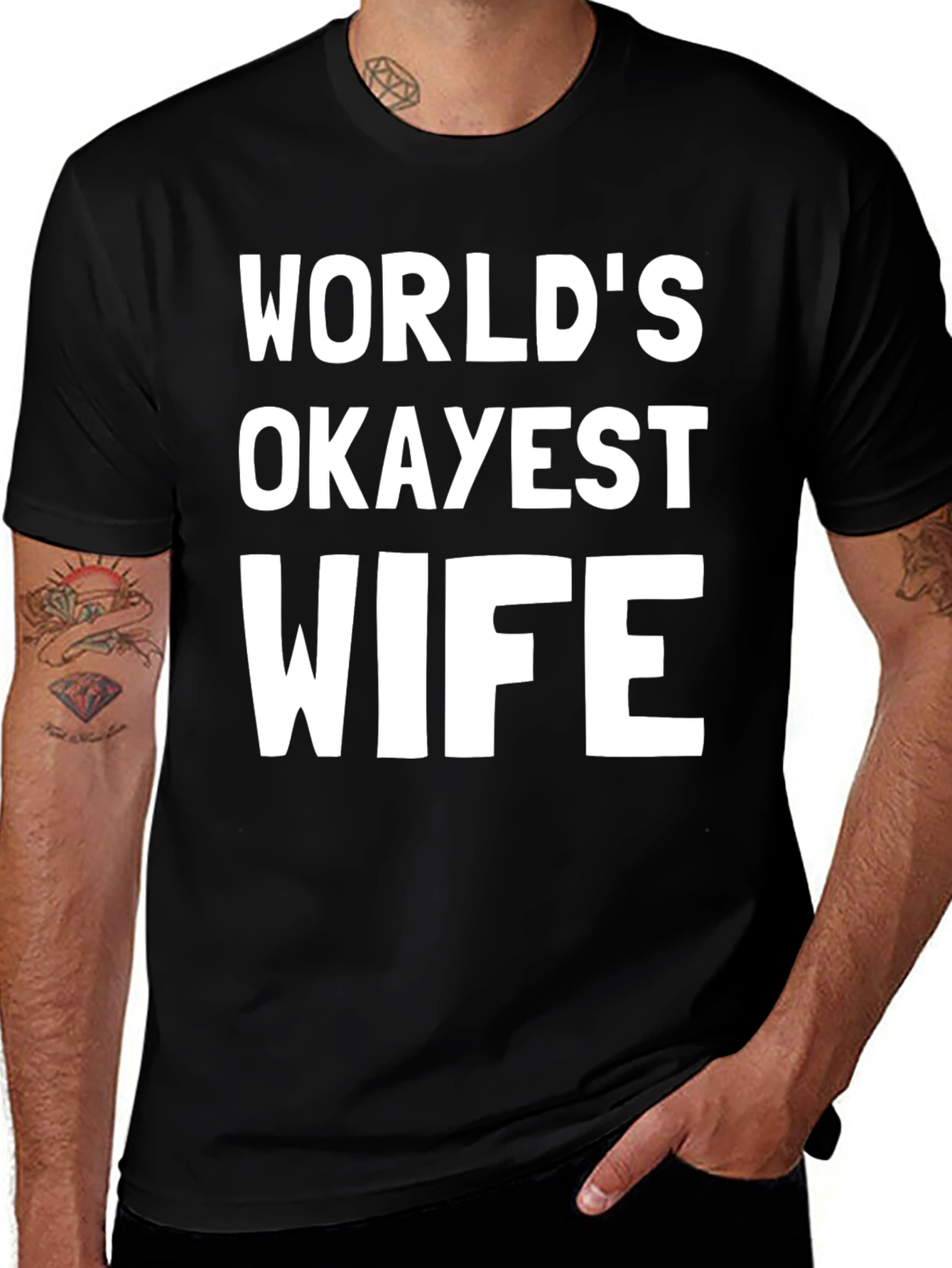 Variant 17 of World's Okayest Wife Black Graphic Tee