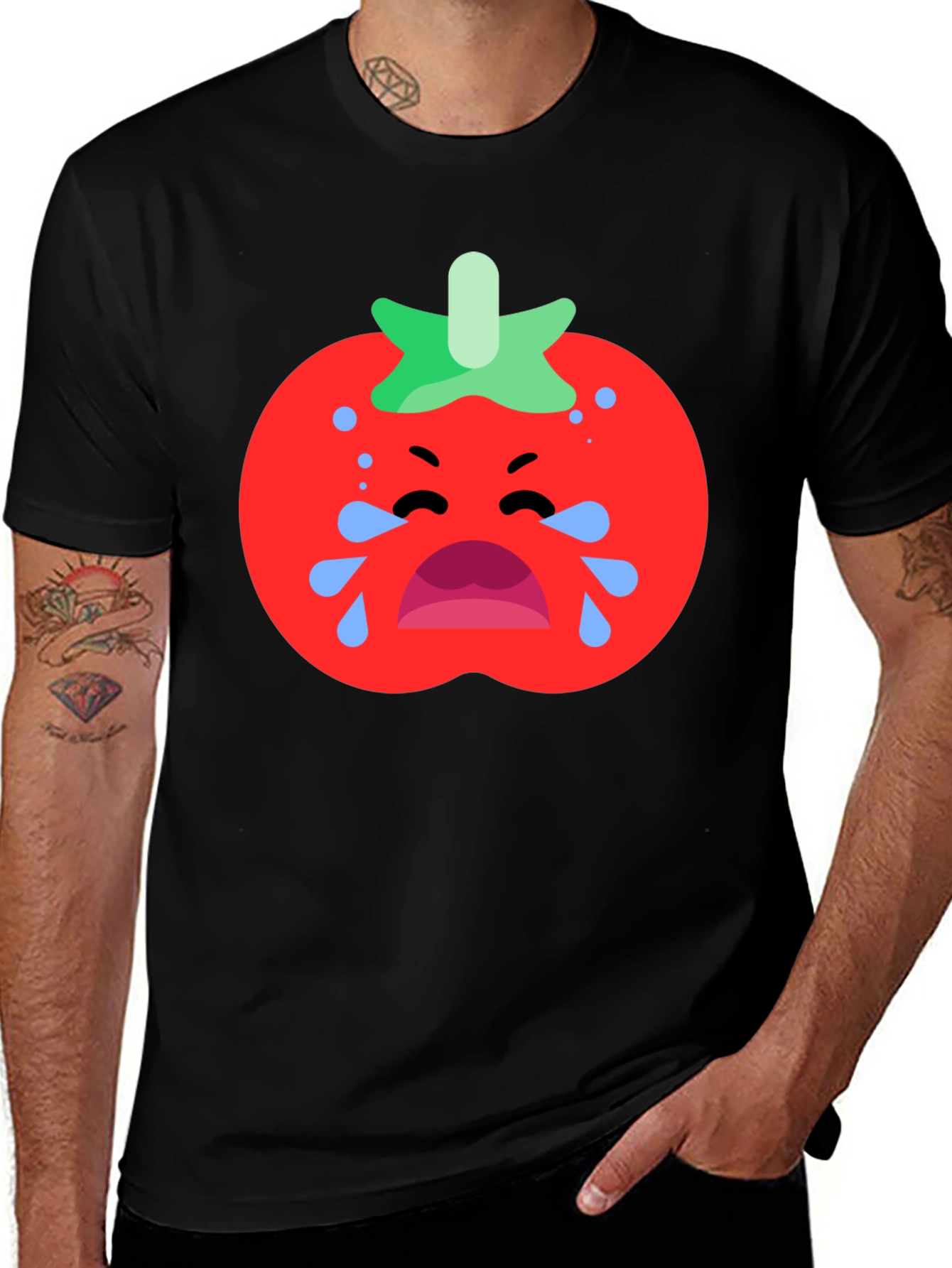 Black Crying Tomato Graphic Tee - Black Cotton T-Shirt main image
