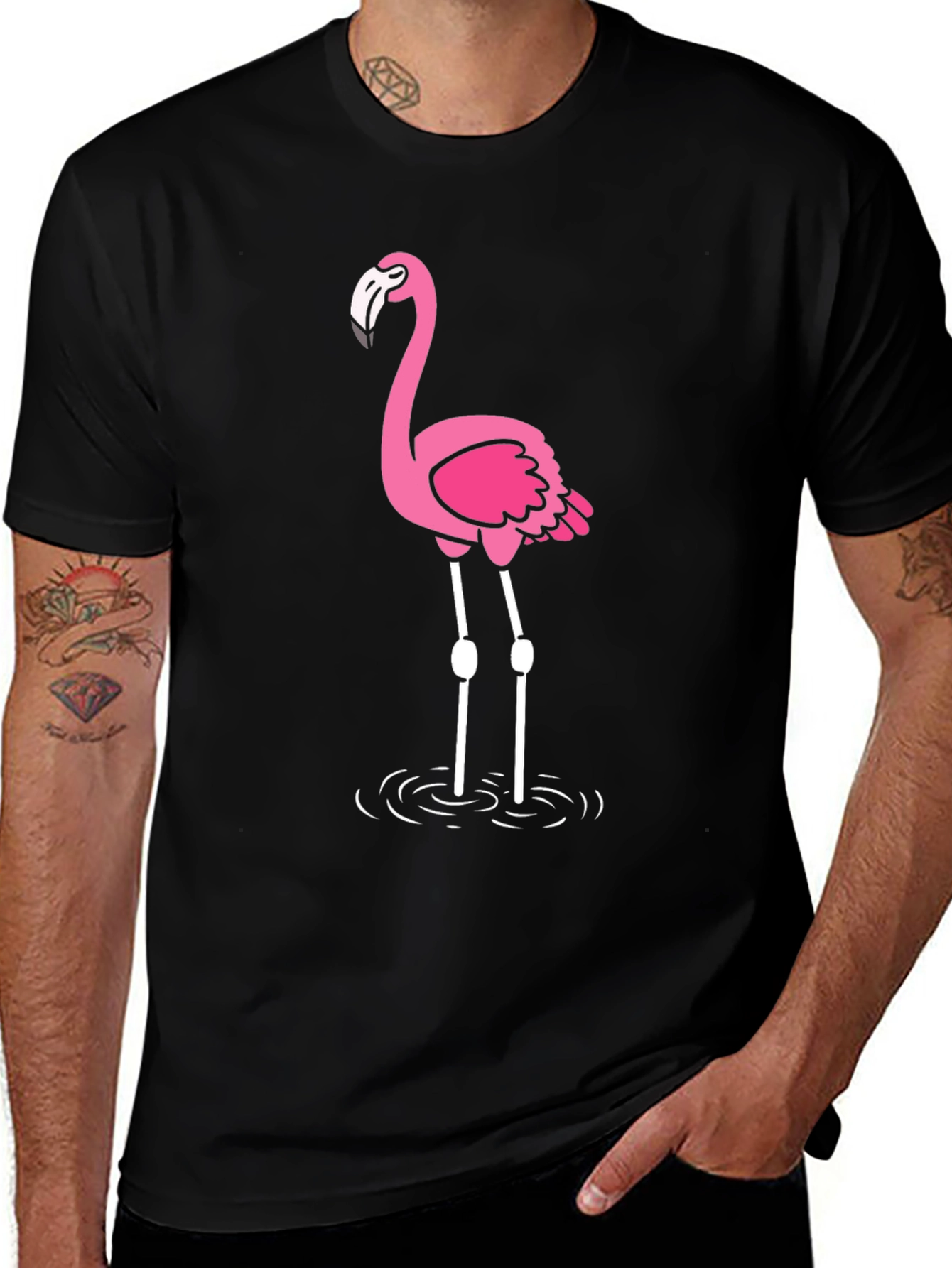 Variant 14 of Flamingo Graphic Black T-Shirt