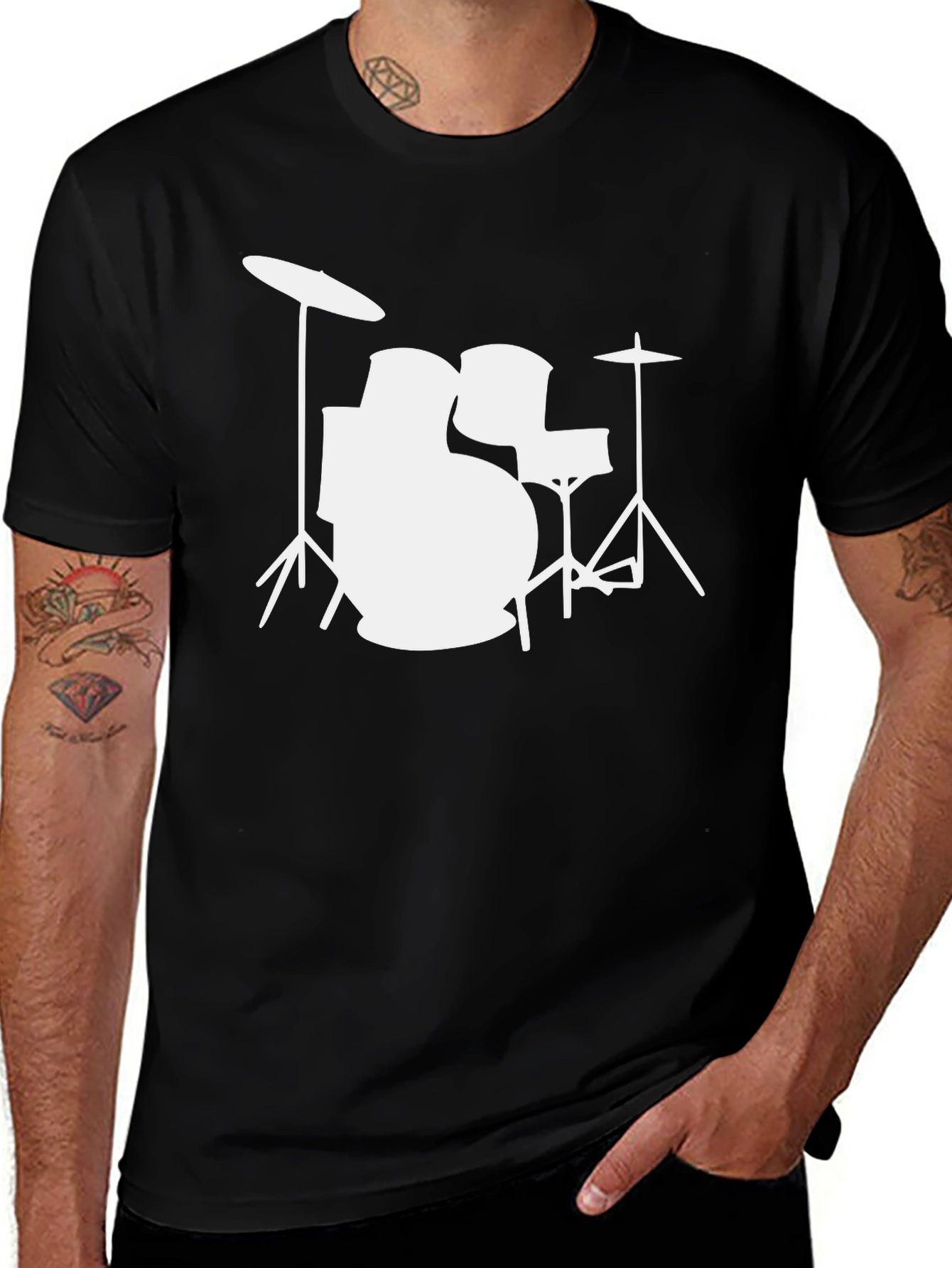 Variant 22 of Drum Kit Graphic Tee - Black