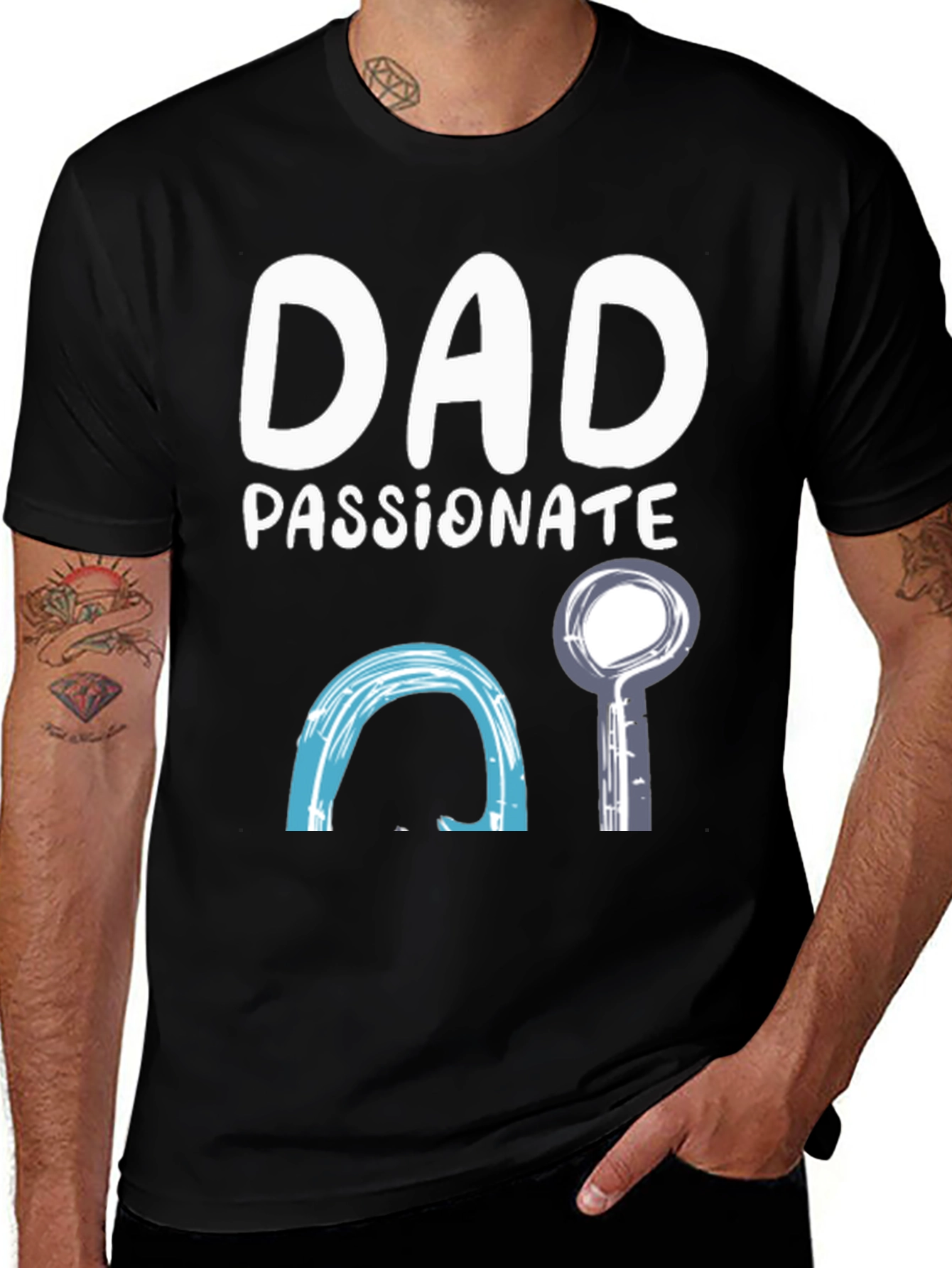 Dad Passionate About AI Black T-Shirt