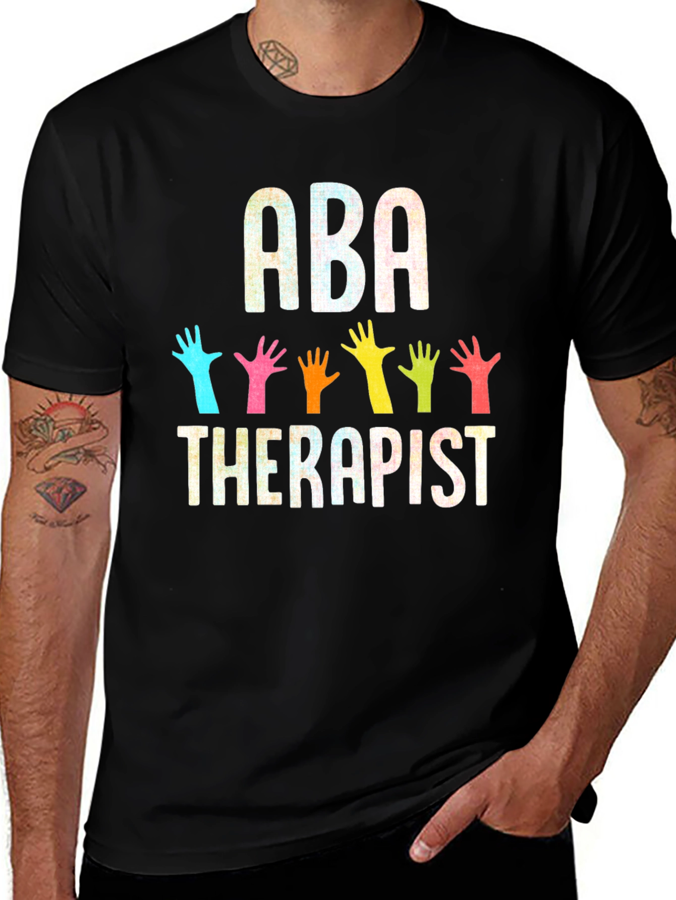 ABA Therapist T-Shirt Colorful Hands Design