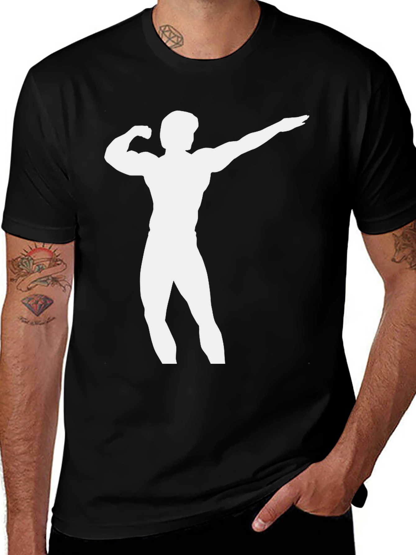 Variant 4 of Bodybuilder Silhouette Black T-Shirt