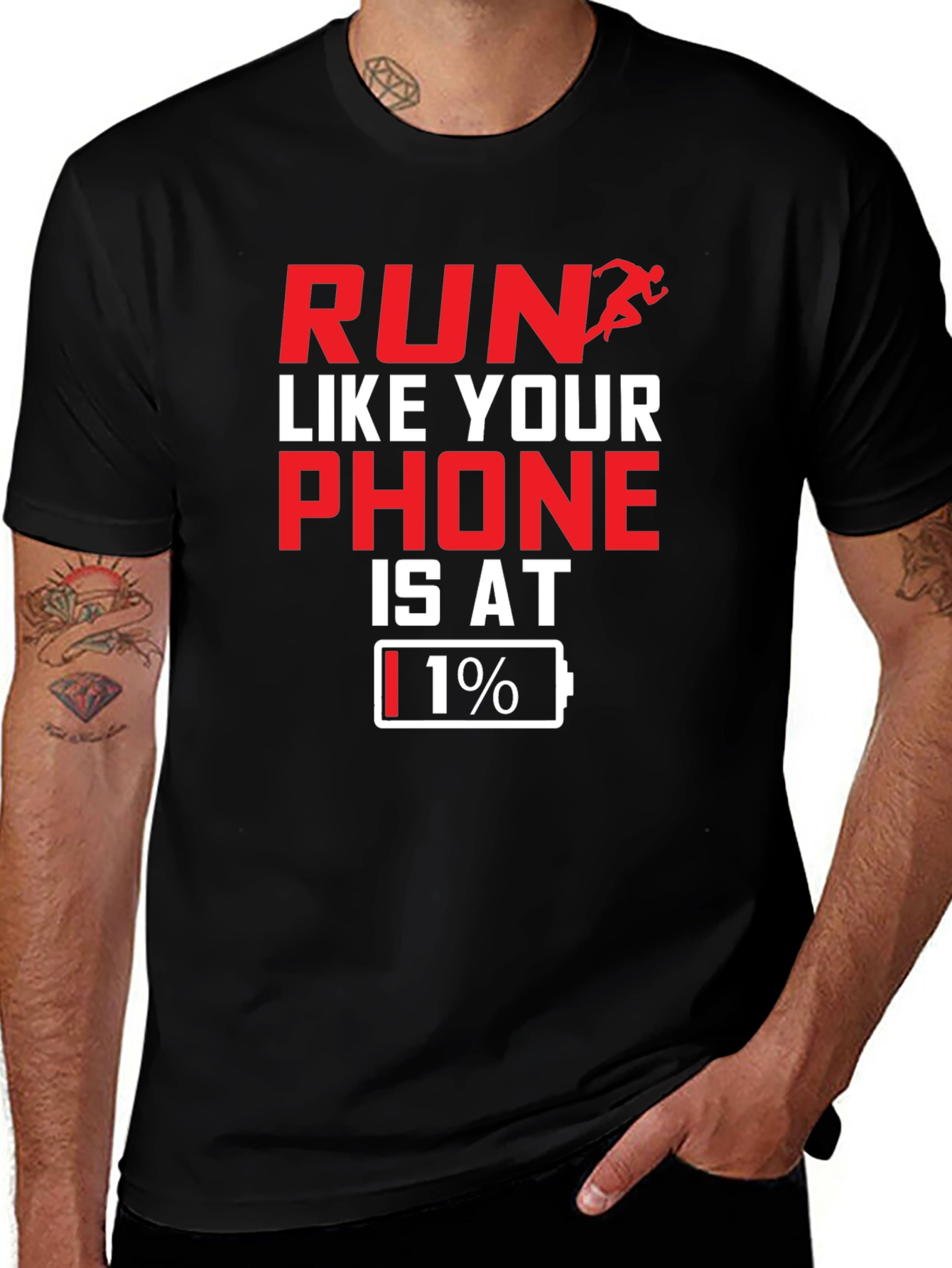 Variant 23 of Run Like Your Phone Is At 1% T-Shirt