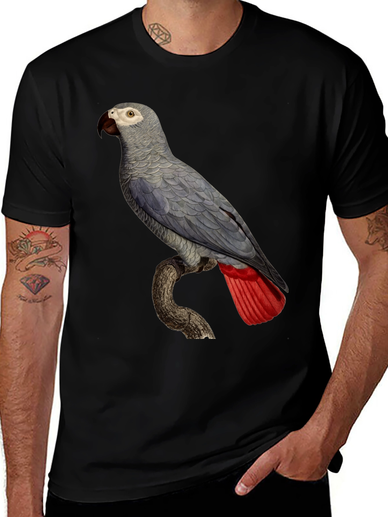 Variant 27 of African Grey Parrot T-Shirt - Unique Bird Design