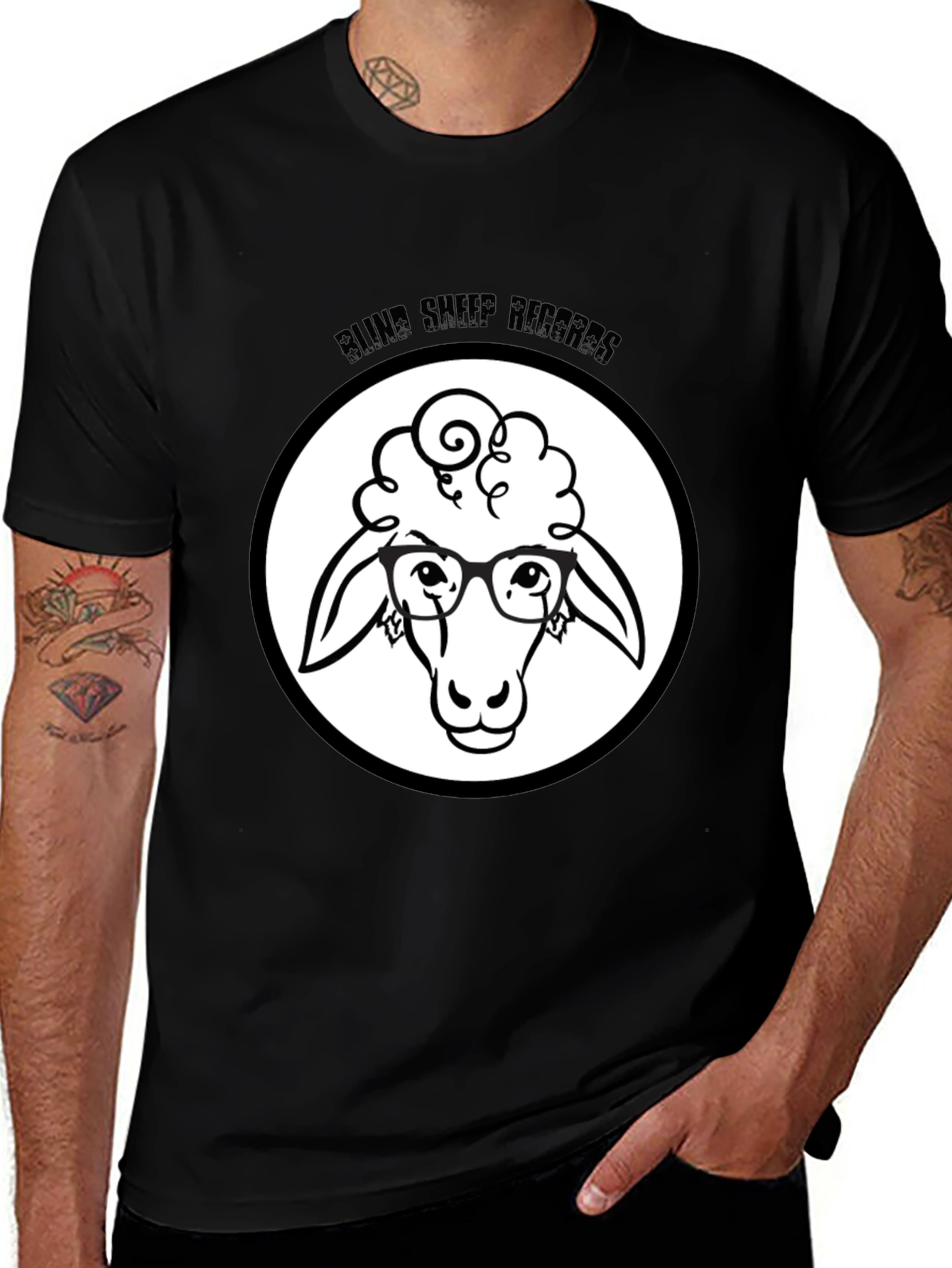 Variant 9 of Blind Sheep Records Black Graphic T-Shirt
