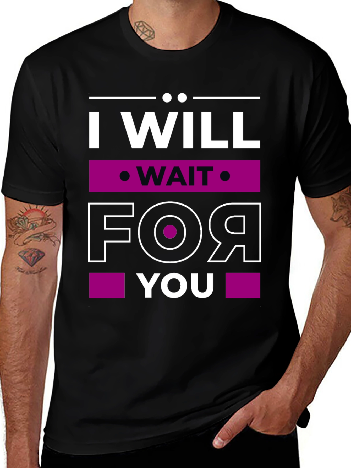 Variant 2 of I Will Wait for You Graphic Tee - Black