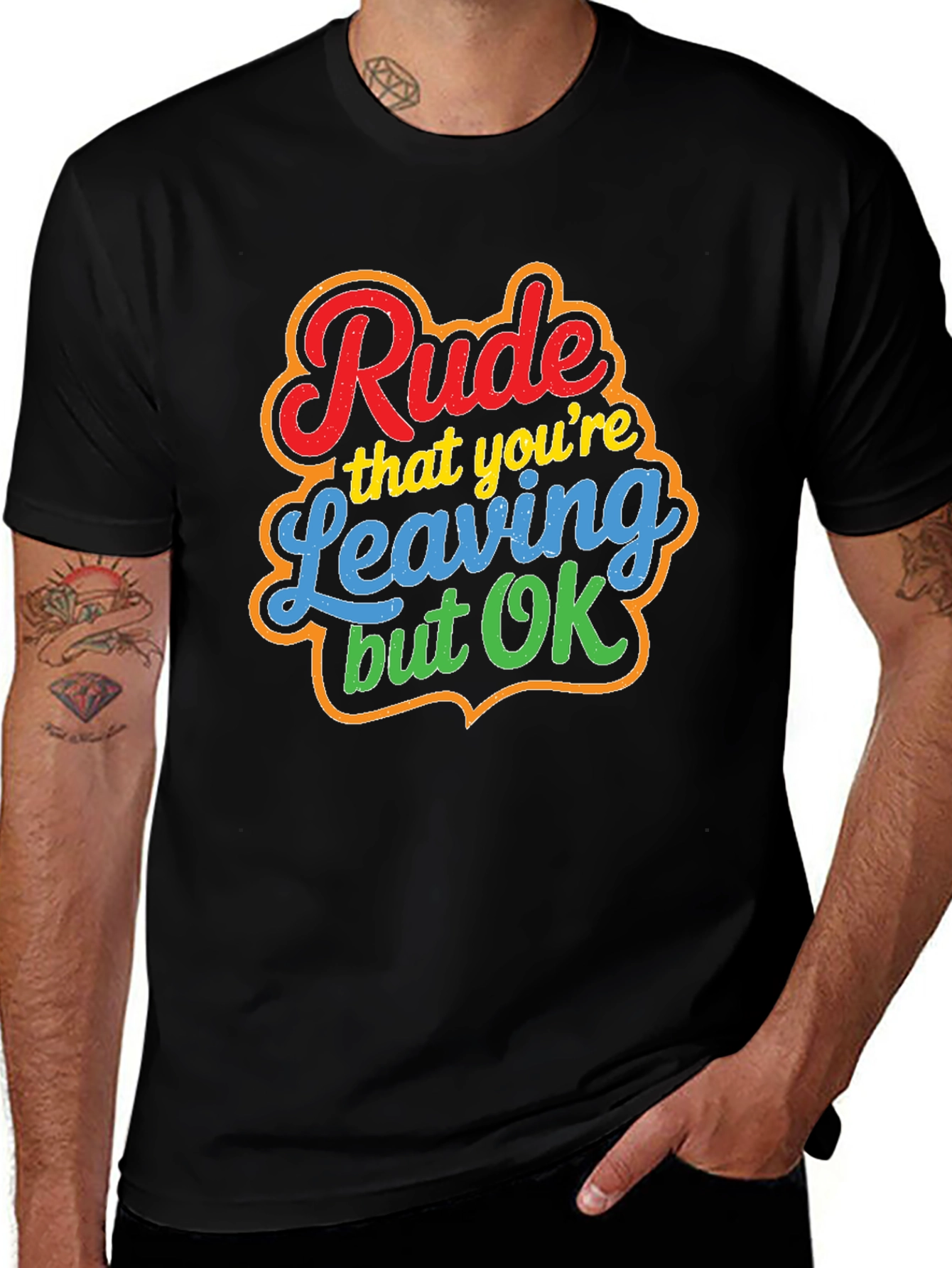 Variant 23 of Rude Leaving But OK Graphic Tee - Novelty T-Shirt