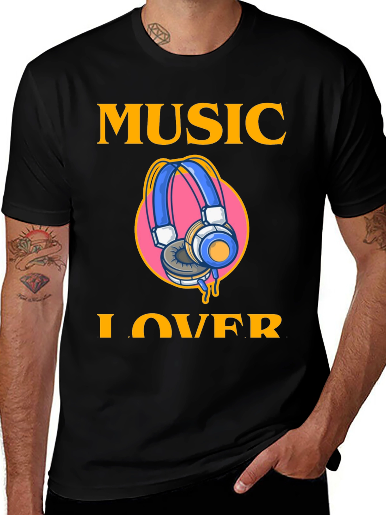 Variant 23 of Music Lover Graphic Tee - Black Cotton T-Shirt