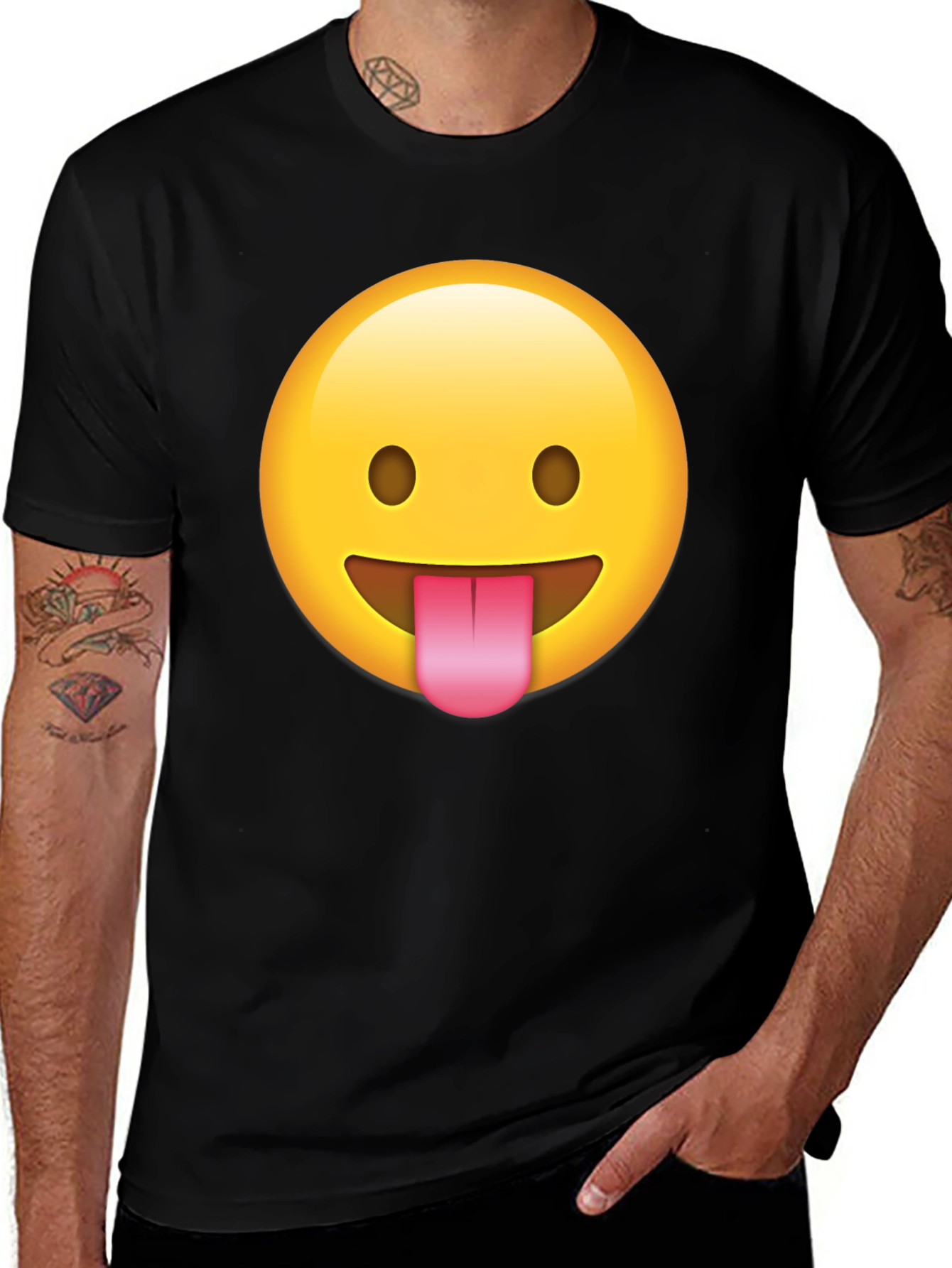 Variant 2 of Emoji Tongue T-Shirt - Black