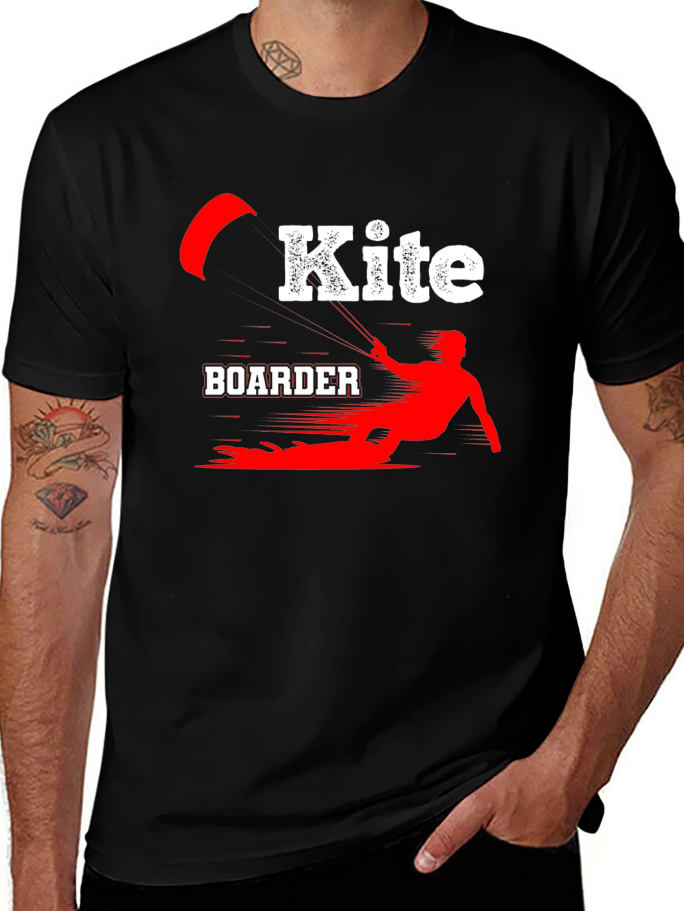 Variant 9 of Kiteboarder Graphic T-Shirt - Black
