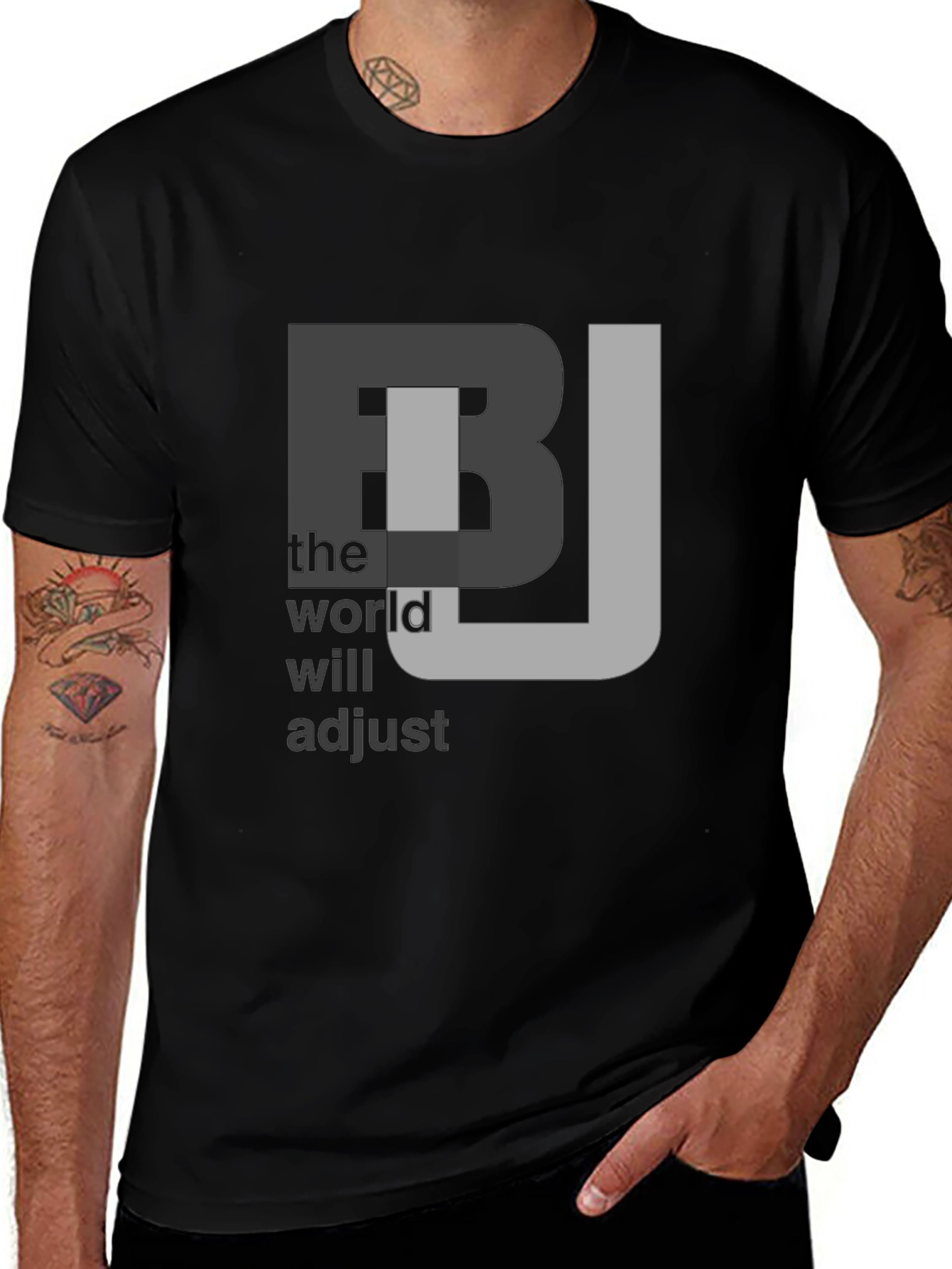 Variant 19 of BJ The World Will Adjust Graphic Tee - Black Cotton T-Shirt