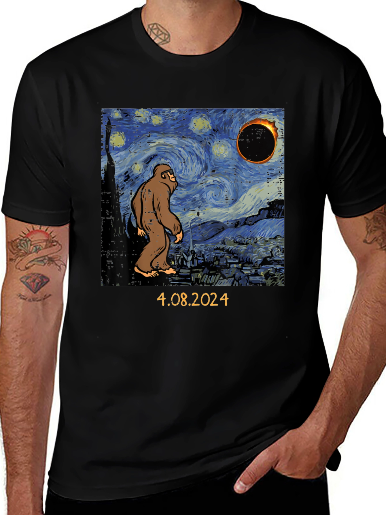 Variant 25 of Starry Night Sasquatch Eclipse T-Shirt