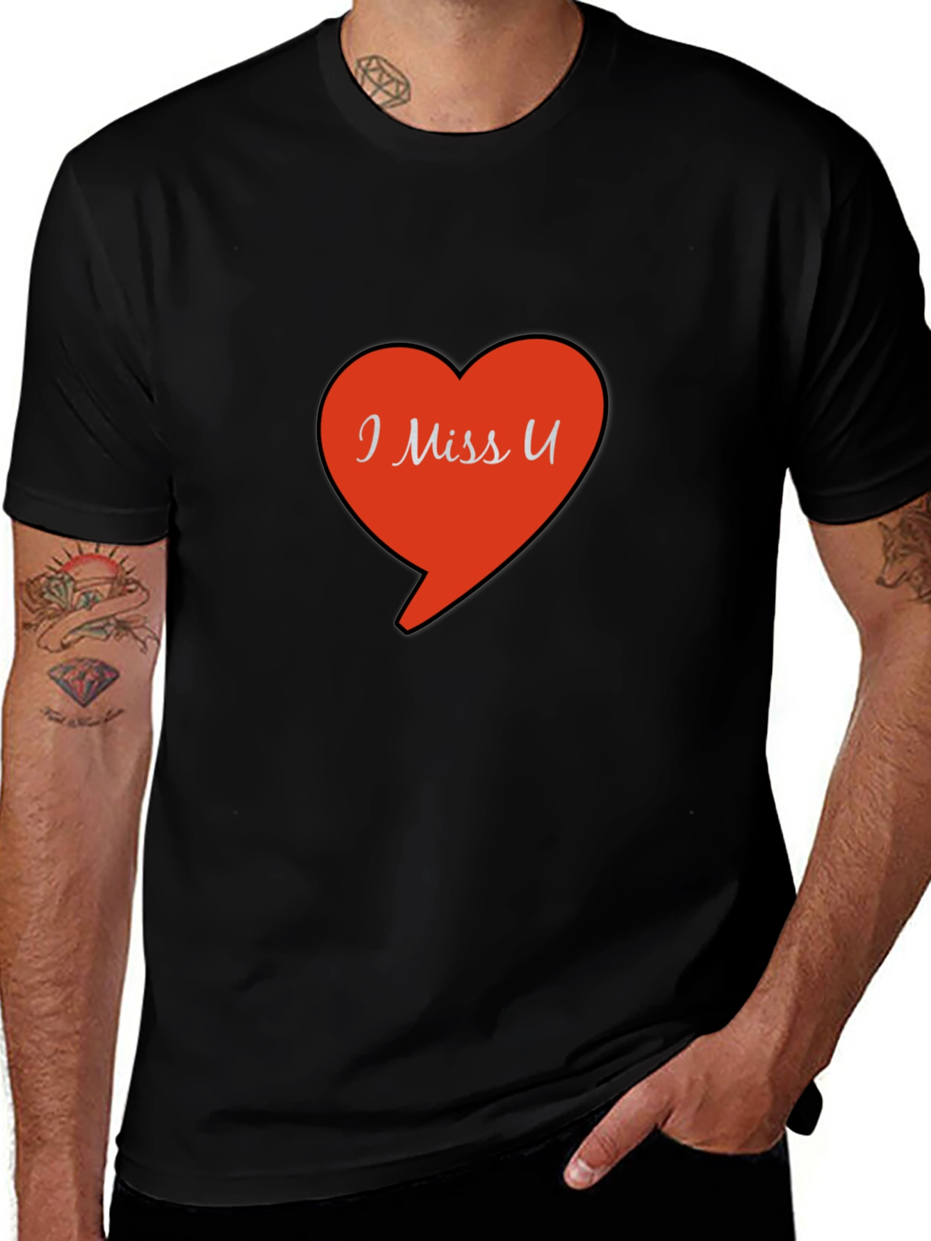 Variant 11 of I Miss U Graphic Tee - Black Short Sleeve
