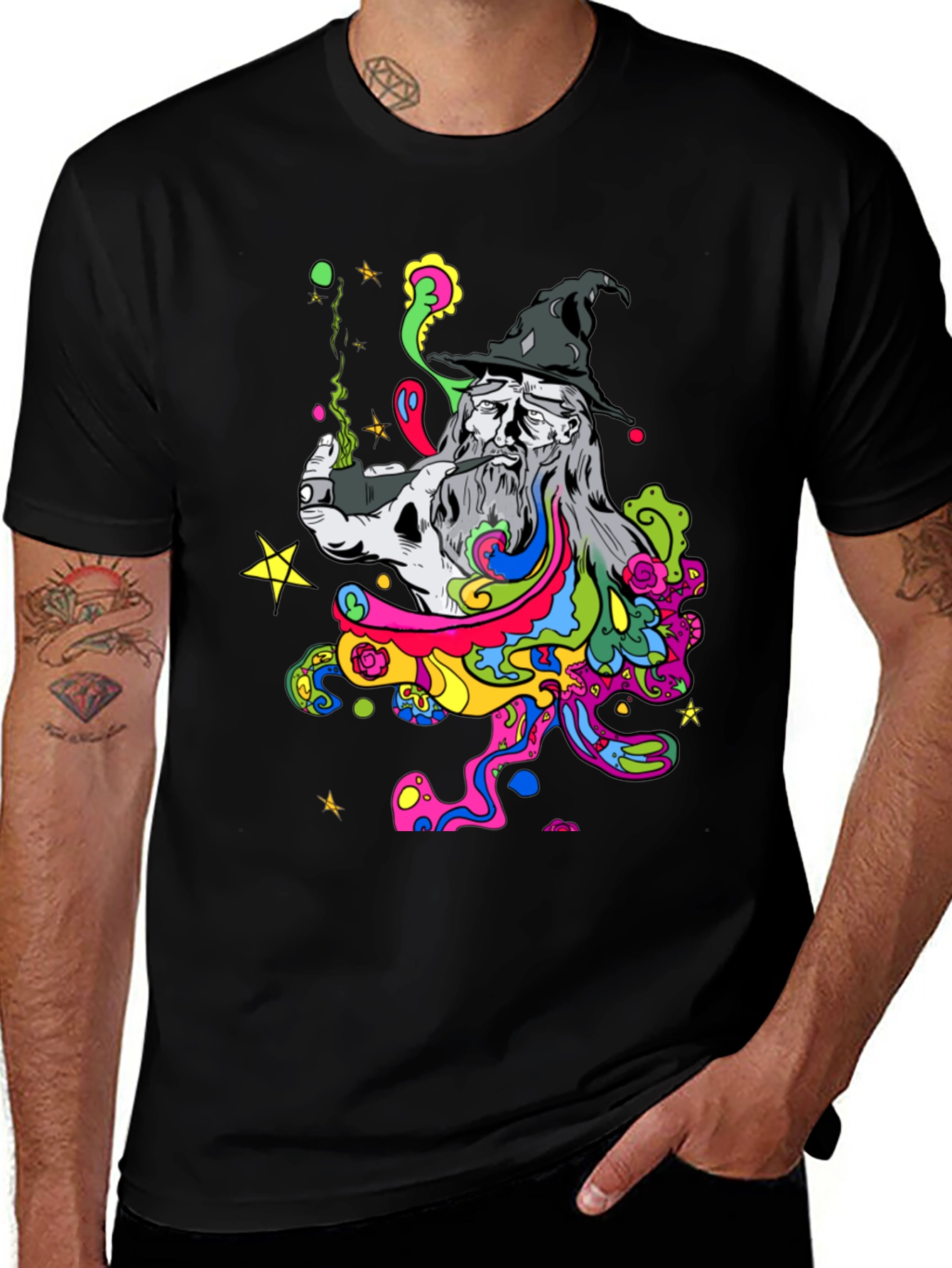 Variant 11 of Wizard Smoke T-Shirt - Psychedelic Design