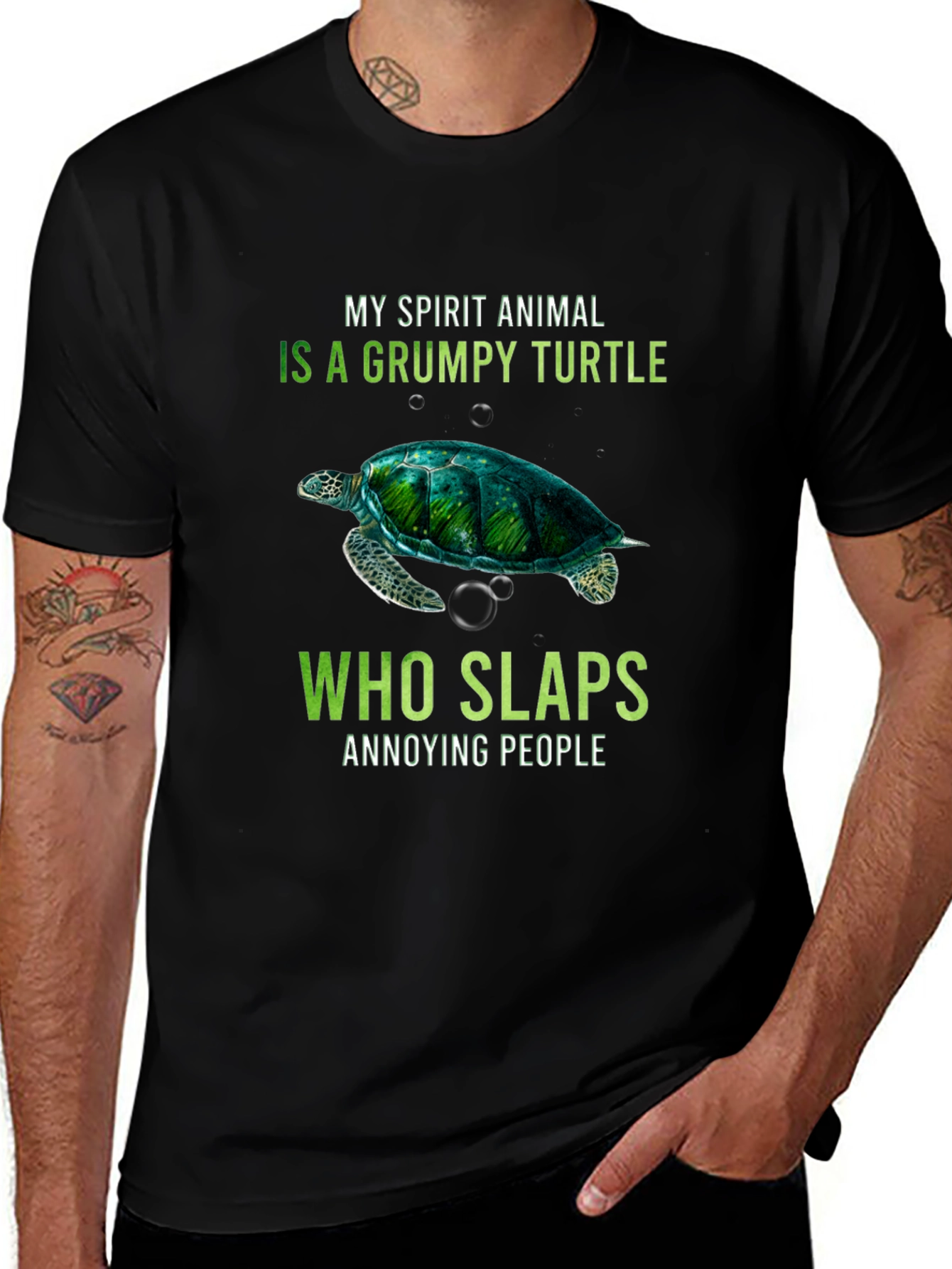 Variant 7 of Grumpy Turtle Slaps Annoying People T-Shirt