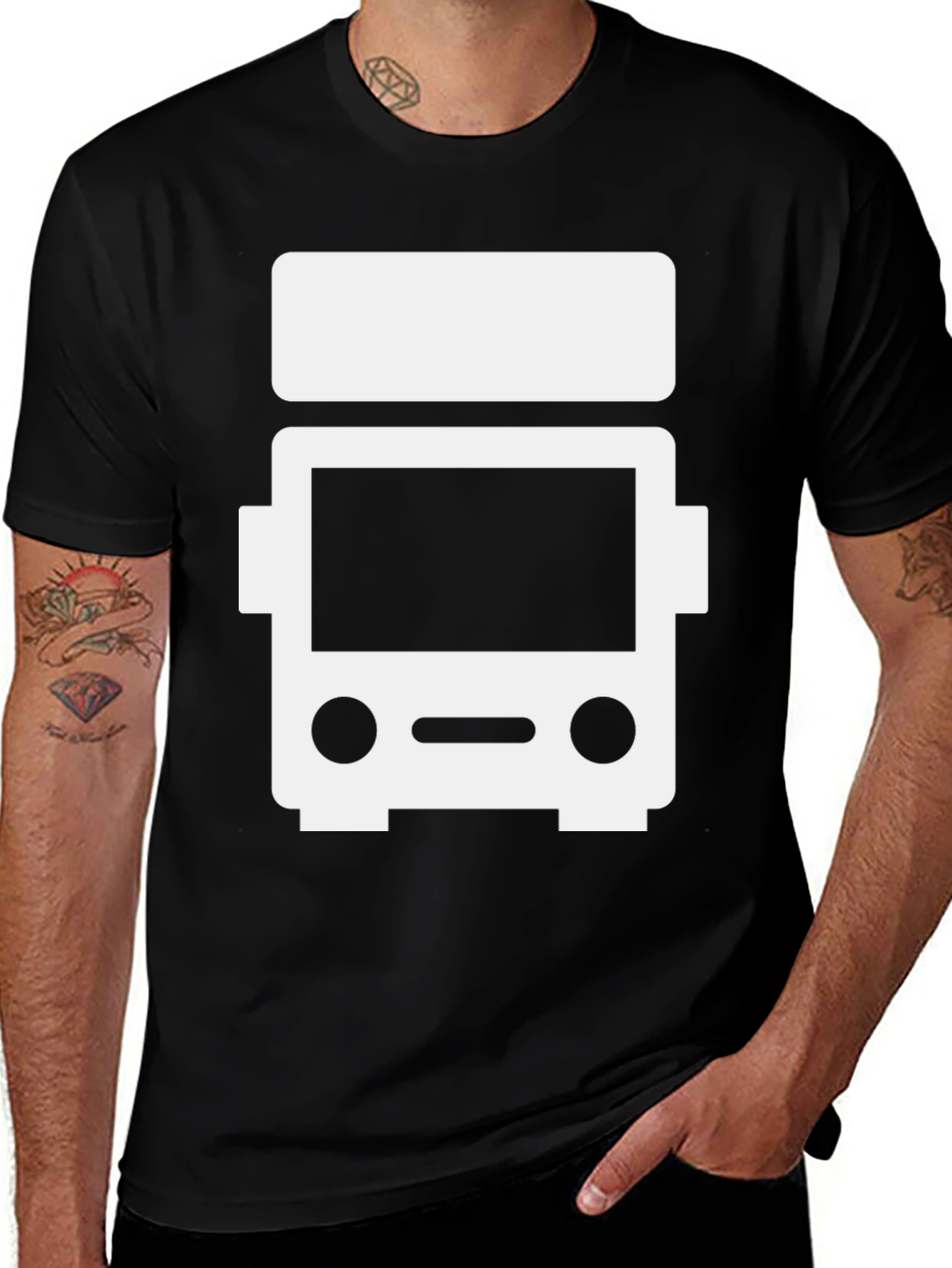 Variant 11 of Truck Graphic Tee - Black Cotton Blend T-Shirt