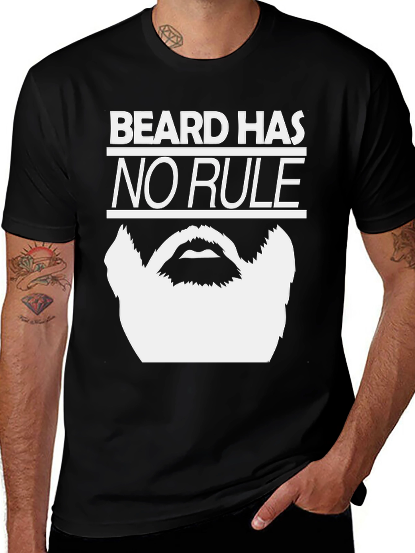 Variant 25 of Beard Has No Rule Graphic T-Shirt - Black