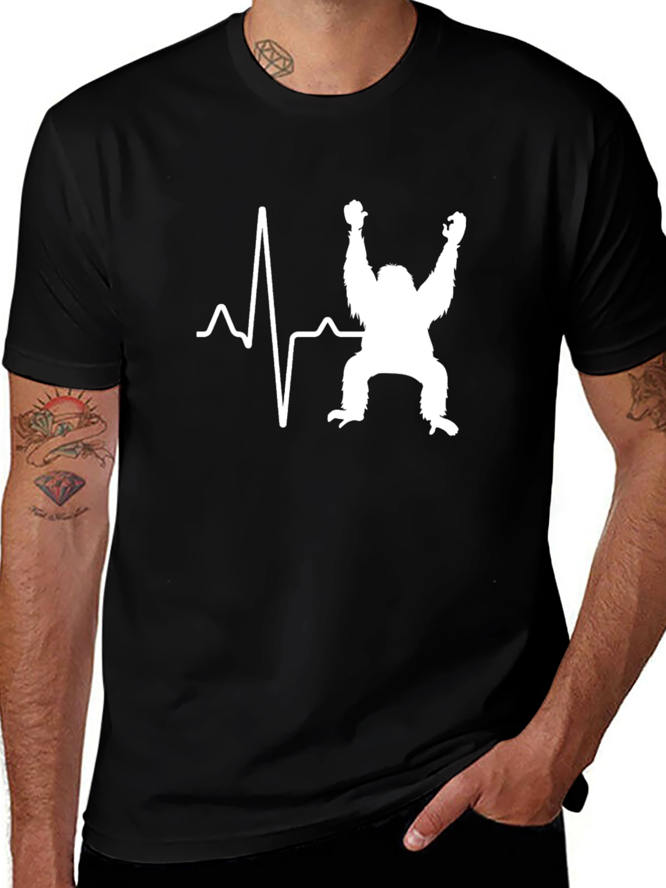 Variant 18 of Orangutan Heartbeat Graphic Tee - Novelty T-Shirt