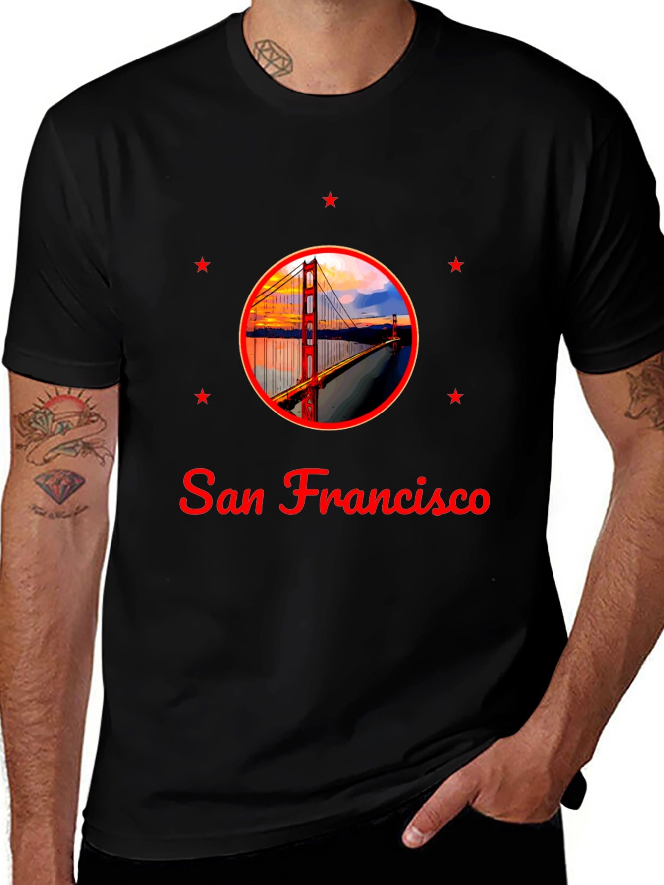 San Francisco Bridge Graphic Black T-Shirt