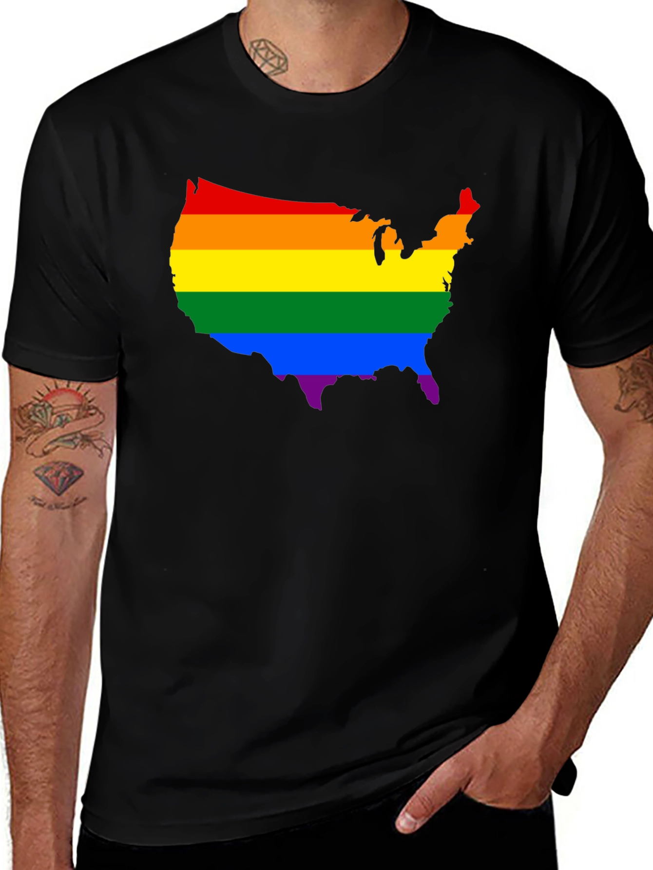 Variant 29 of Rainbow USA Map Pride T-Shirt