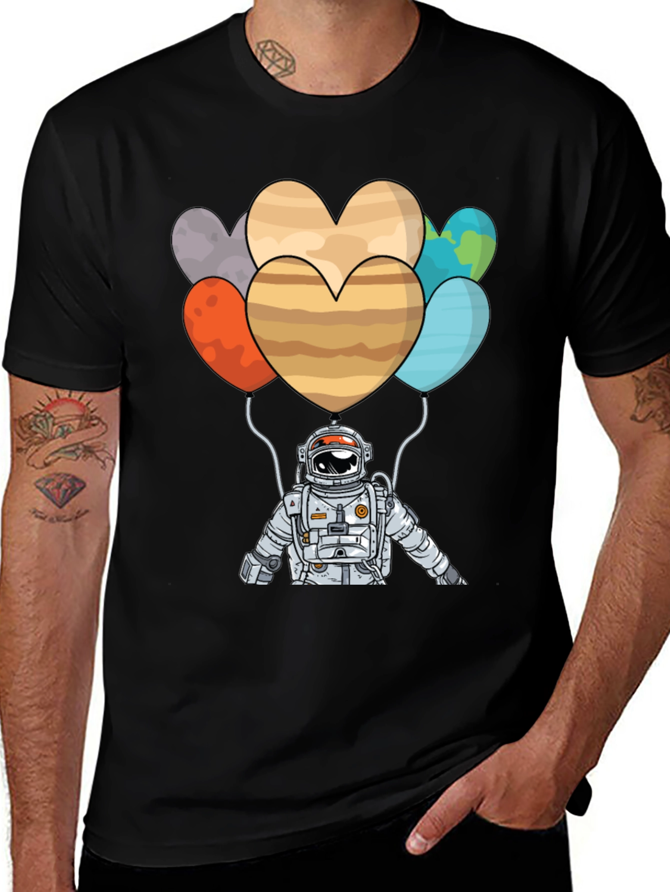 Variant 28 of Astronaut Planet Heart Balloons Graphic Tee