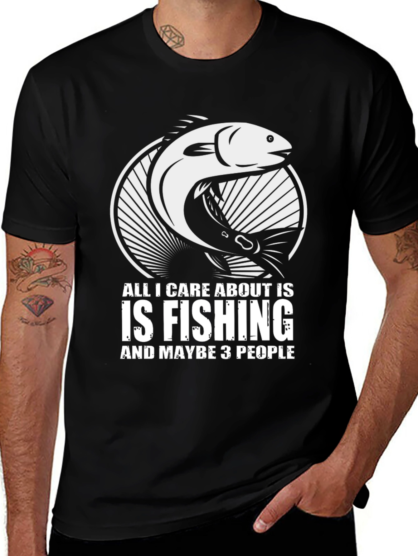 Variant 16 of Fishing T-Shirt - All I Care About Is Fishing