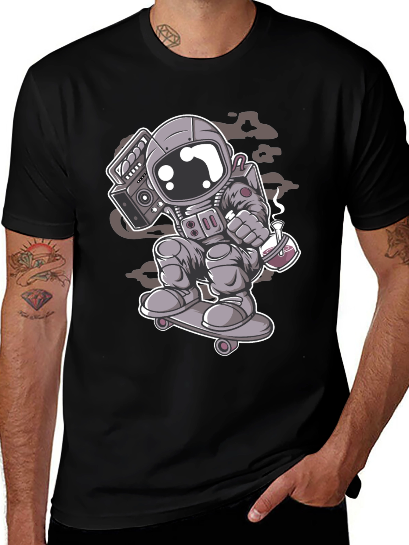 Variant 4 of Astronaut Skateboard T-Shirt - Cool Graphic Tee