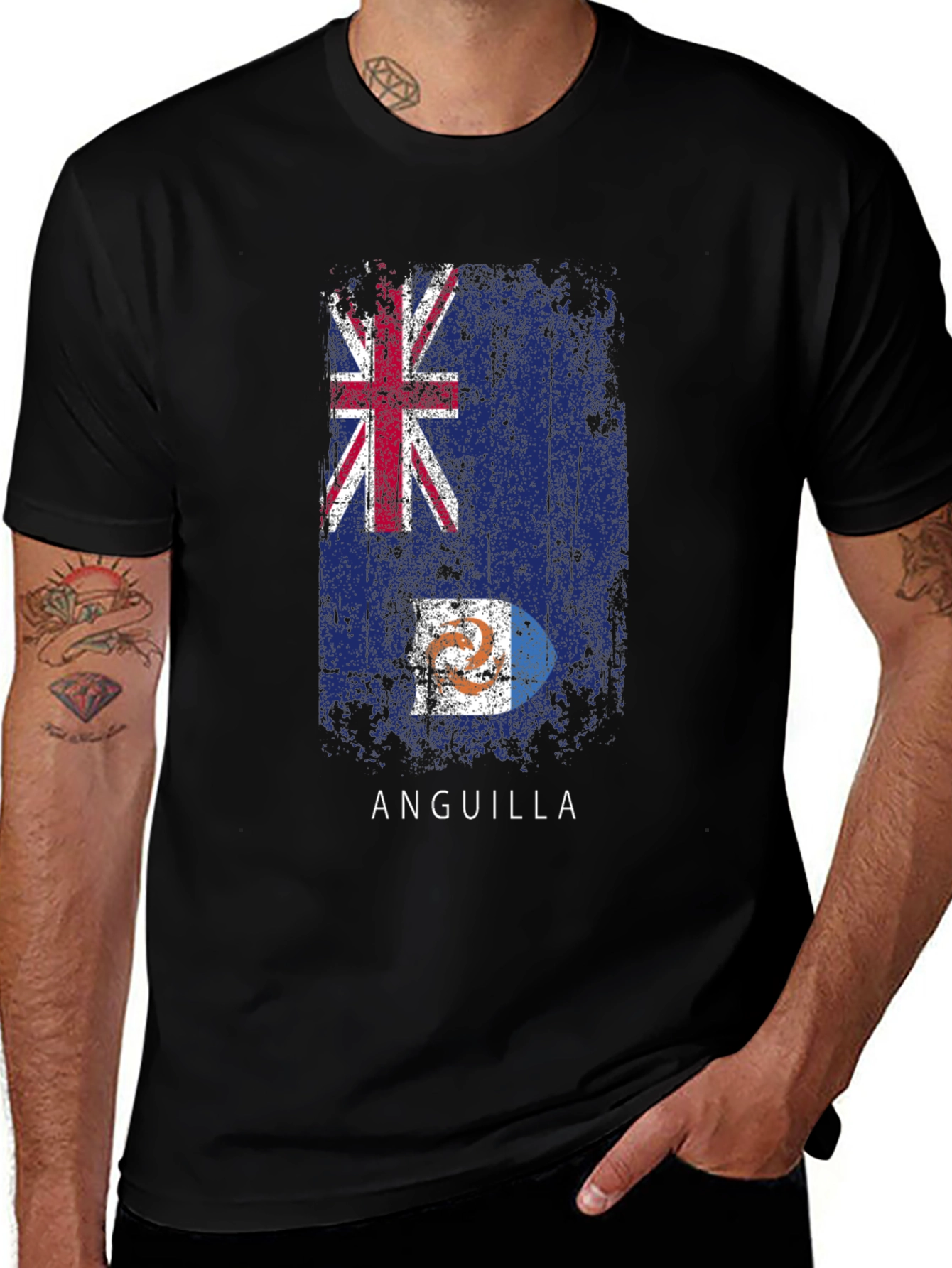 Variant 18 of Anguilla Flag T-Shirt Distressed Look