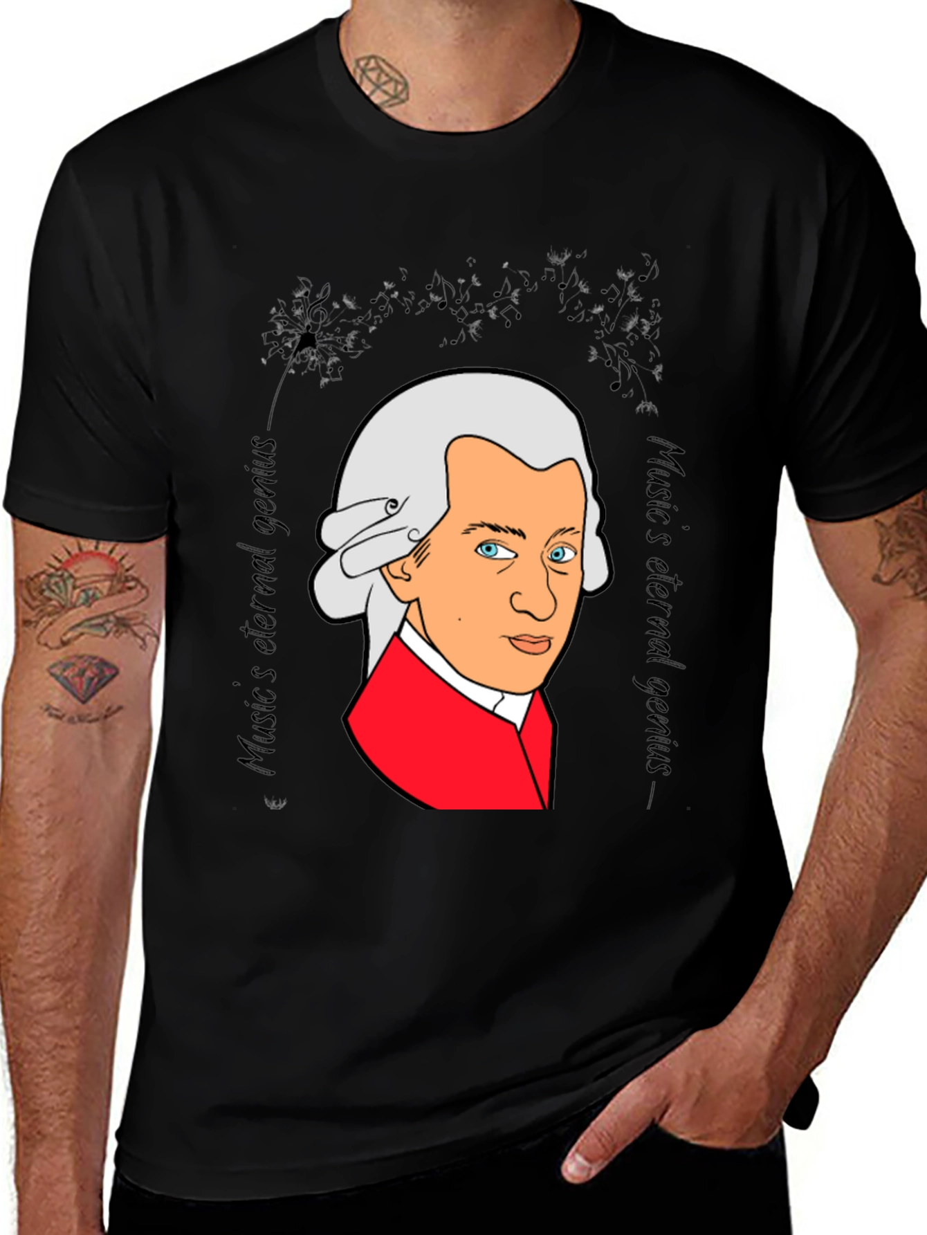 Black Mozart Music Genius Black T-Shirt main image
