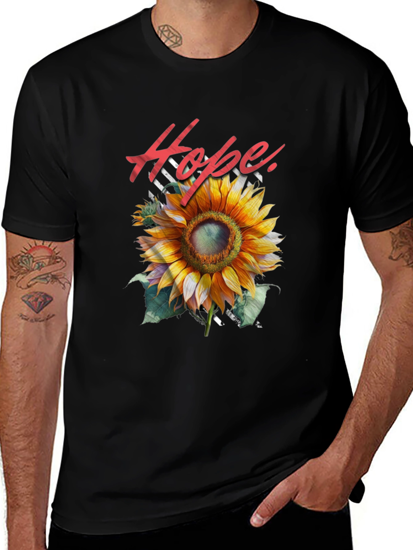 Variant 4 of Hope Sunflower Graphic Tee - Black Cotton Blend