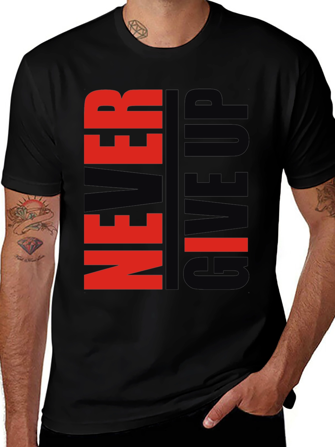 Variant 8 of Never Give Up Graphic Tee - Motivational Shirt