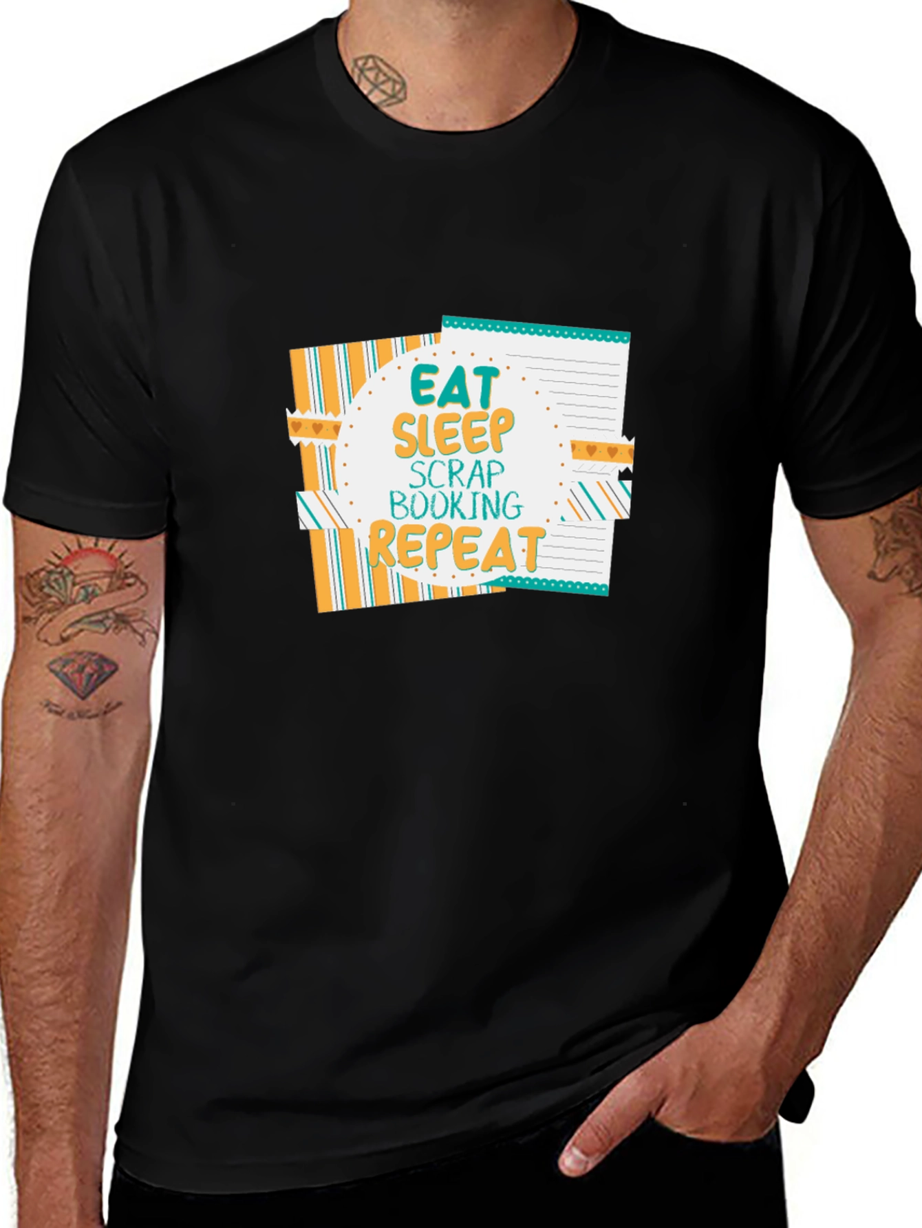 Eat Sleep Scrapbooking Repeat Black T-Shirt