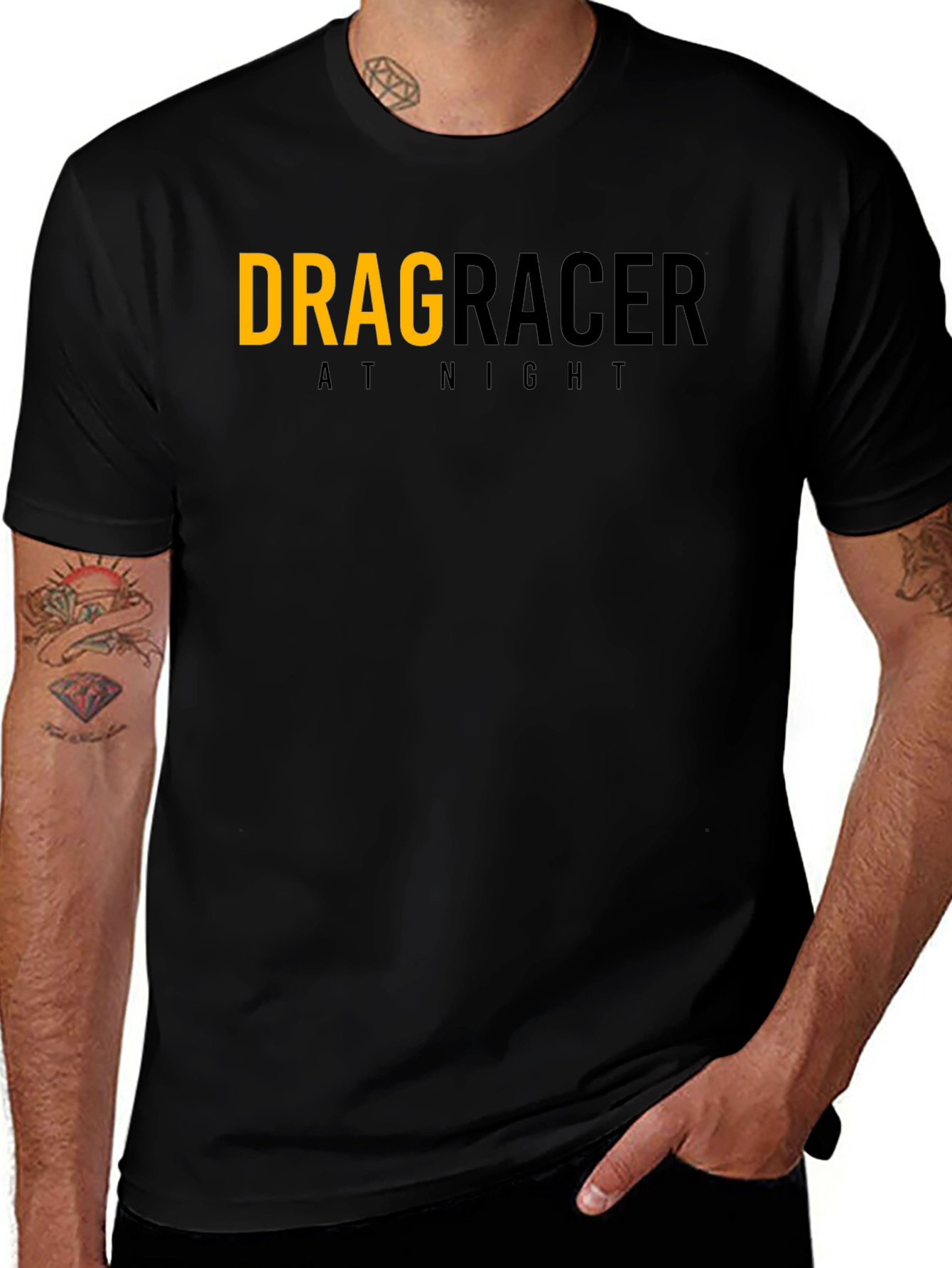 Variant 23 of Drag Racer At Night Graphic Tee - Black